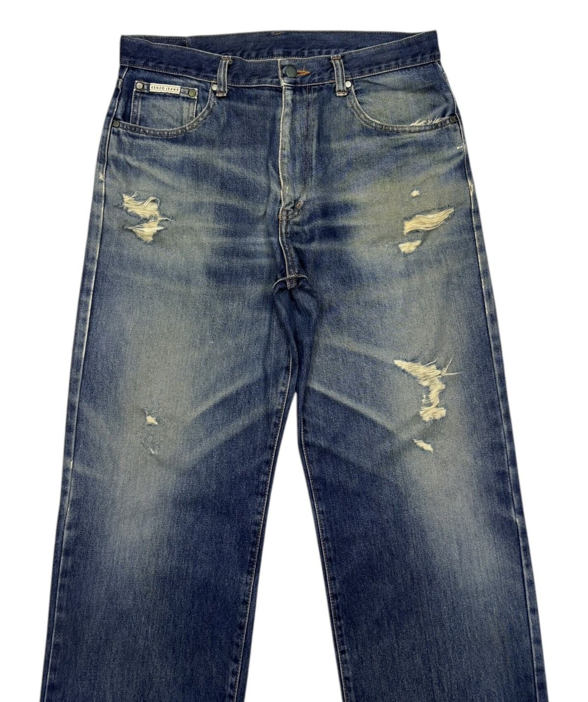 Kenzo × Vintage Vintage KENZO Ripped Distressed BAGGY JEANS Size US 33 - 5 Thumbnail