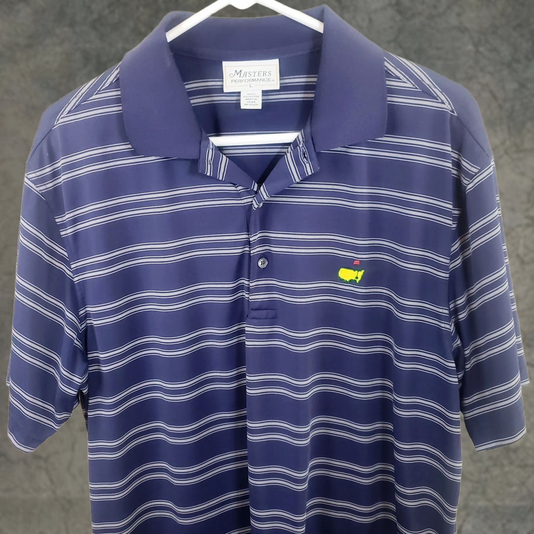 Vintage Masters Performance Golf Polo Shirt Mens L Blue Striped Short Sleeve Embroidery Size US L / EU 52-54 / 3 - 1 Thumbnail