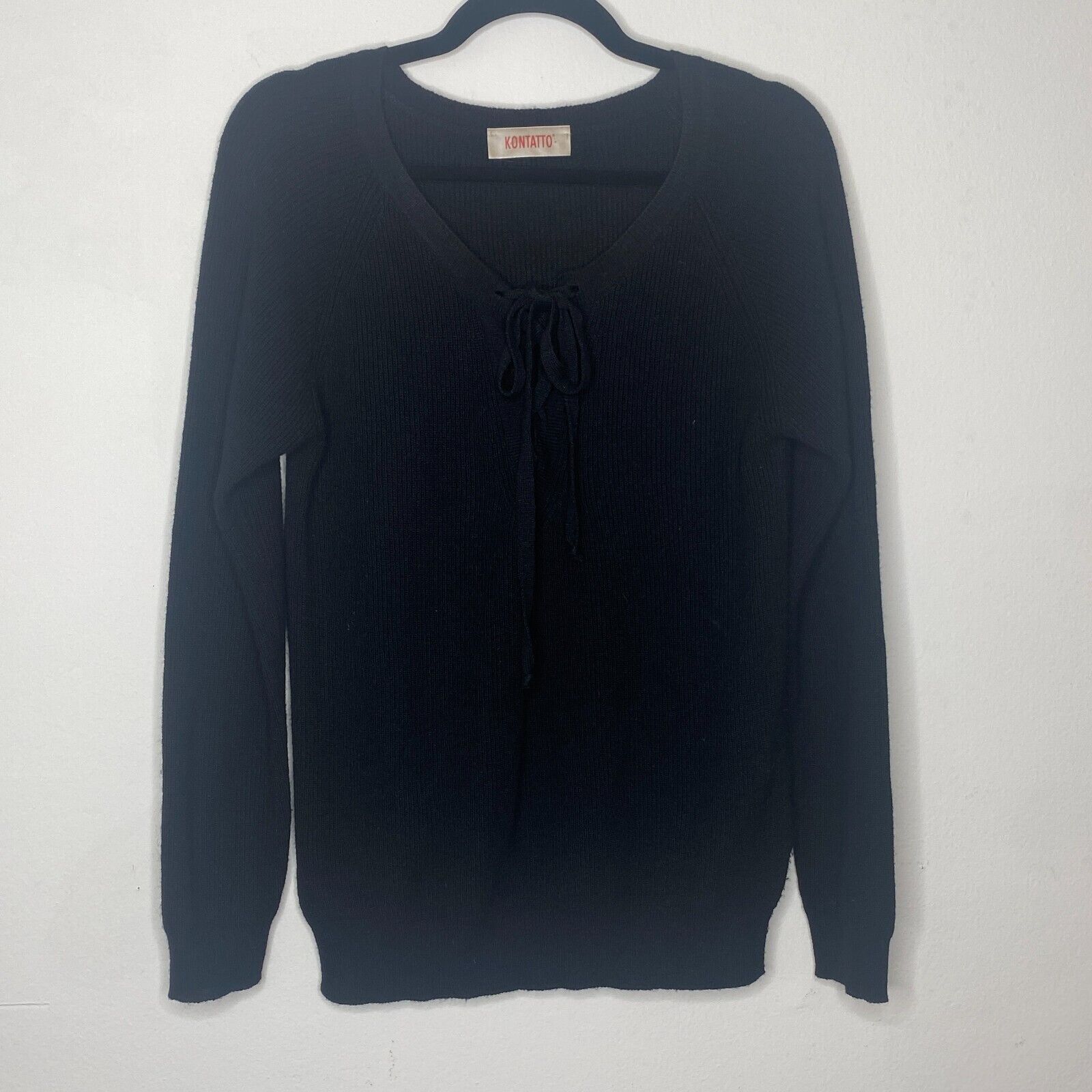 Other Kontatto Black Front Tie Lace up VNeck Long Sleeve Sweater S Size S / US 4 / IT 40 - 13 Thumbnail