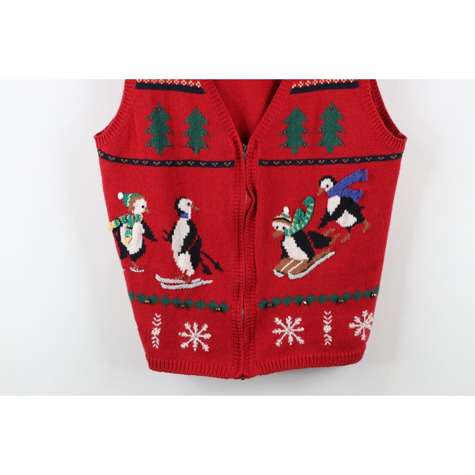 Vintage Vintage 90s Distressed Christmas Penguin Bells Sweater Vest Size XL / US 12-14 / IT 48-50 - 3 Thumbnail