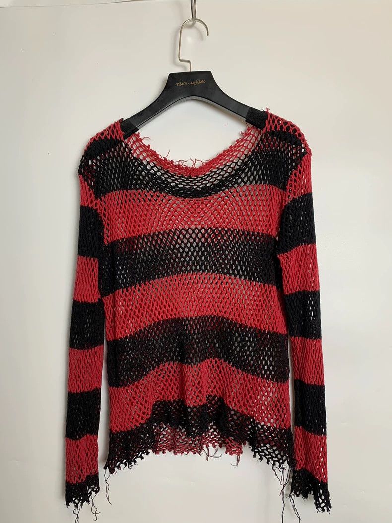 Number (N)ine Number (N)ine 06 SS fishing net black red long sleeves Size US L / EU 52-54 / 3 - 1 Thumbnail