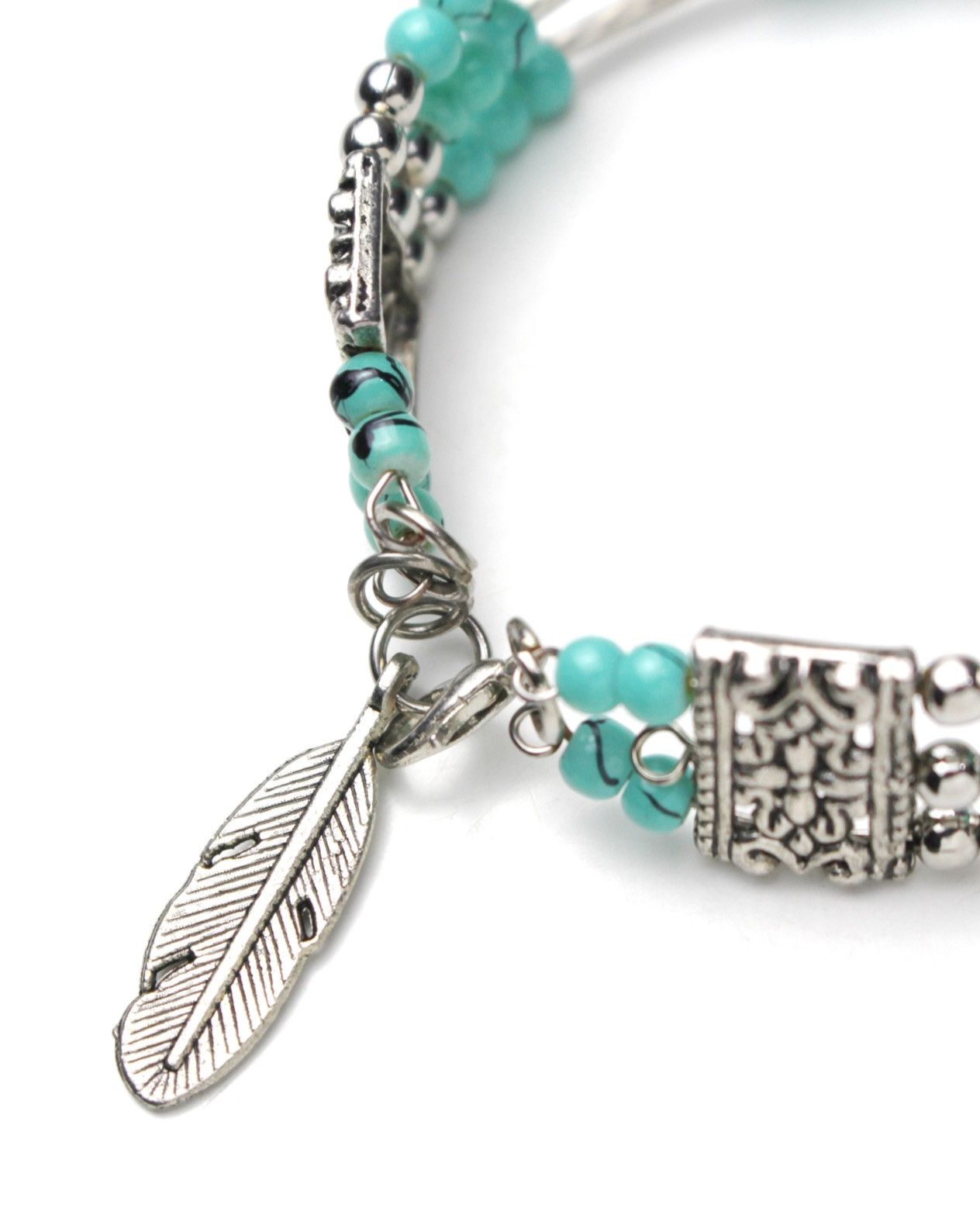 Vintage 2000S JAPANESE MADE GARDEN SOUL FEATHER TURQUOISE BRACELET Size ONE SIZE - 5 Thumbnail