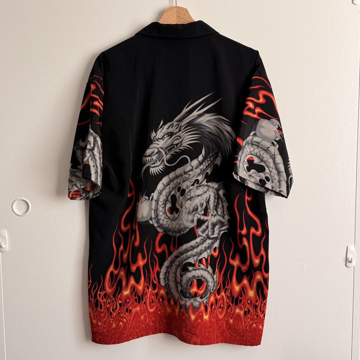 Other Vintage Y2K Million Guy Flaming Dragon AOP Button Up Size US XL / EU 56 / 4 - 2 Thumbnail
