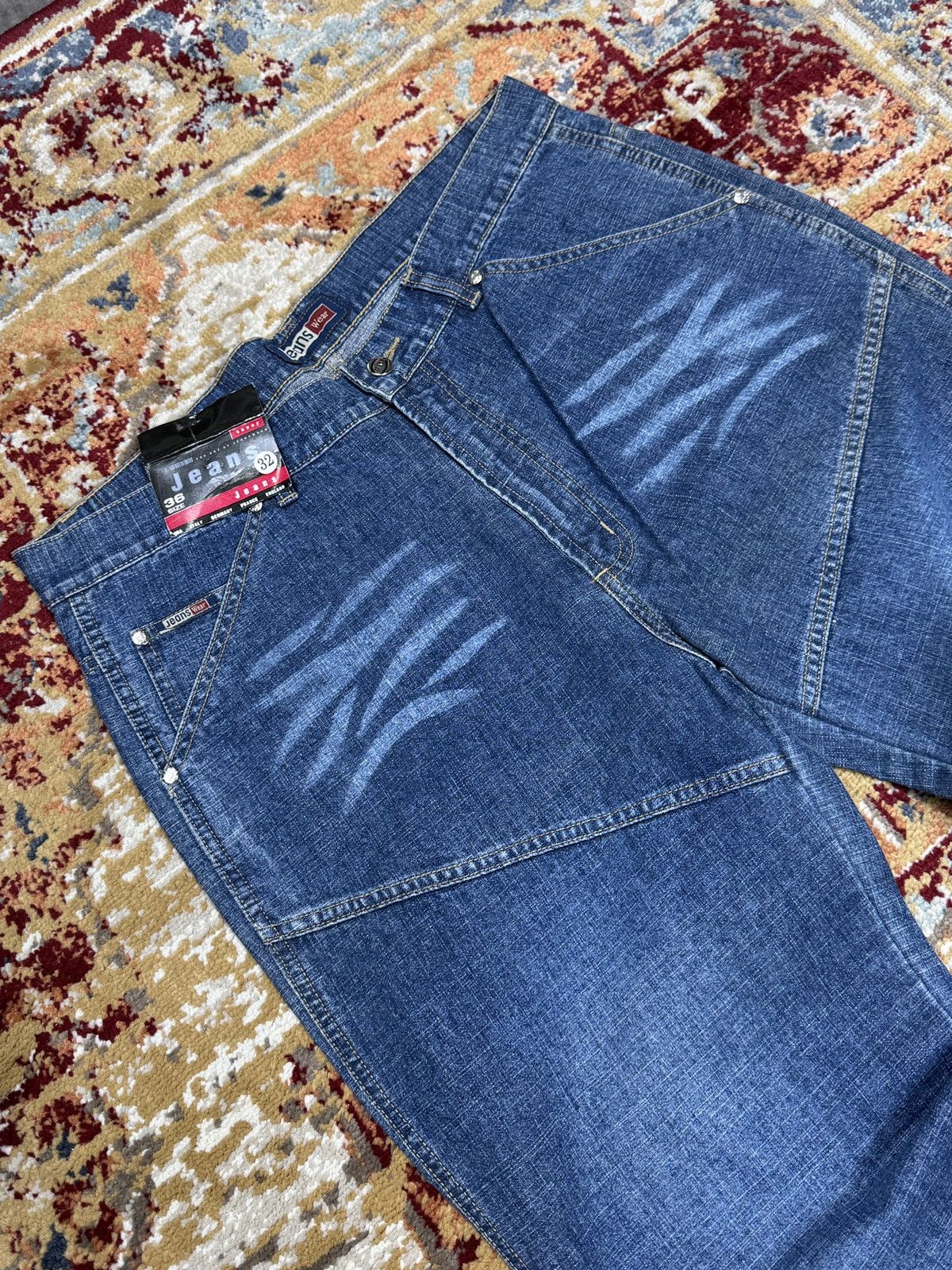 Japanese Brand ᶠᵃⁿᶜʸᵍᵘʸ BNWT Y2K Baggy Washed Denim Jeans Wide leg vintage Size US 38 / EU 54 - 3 Thumbnail