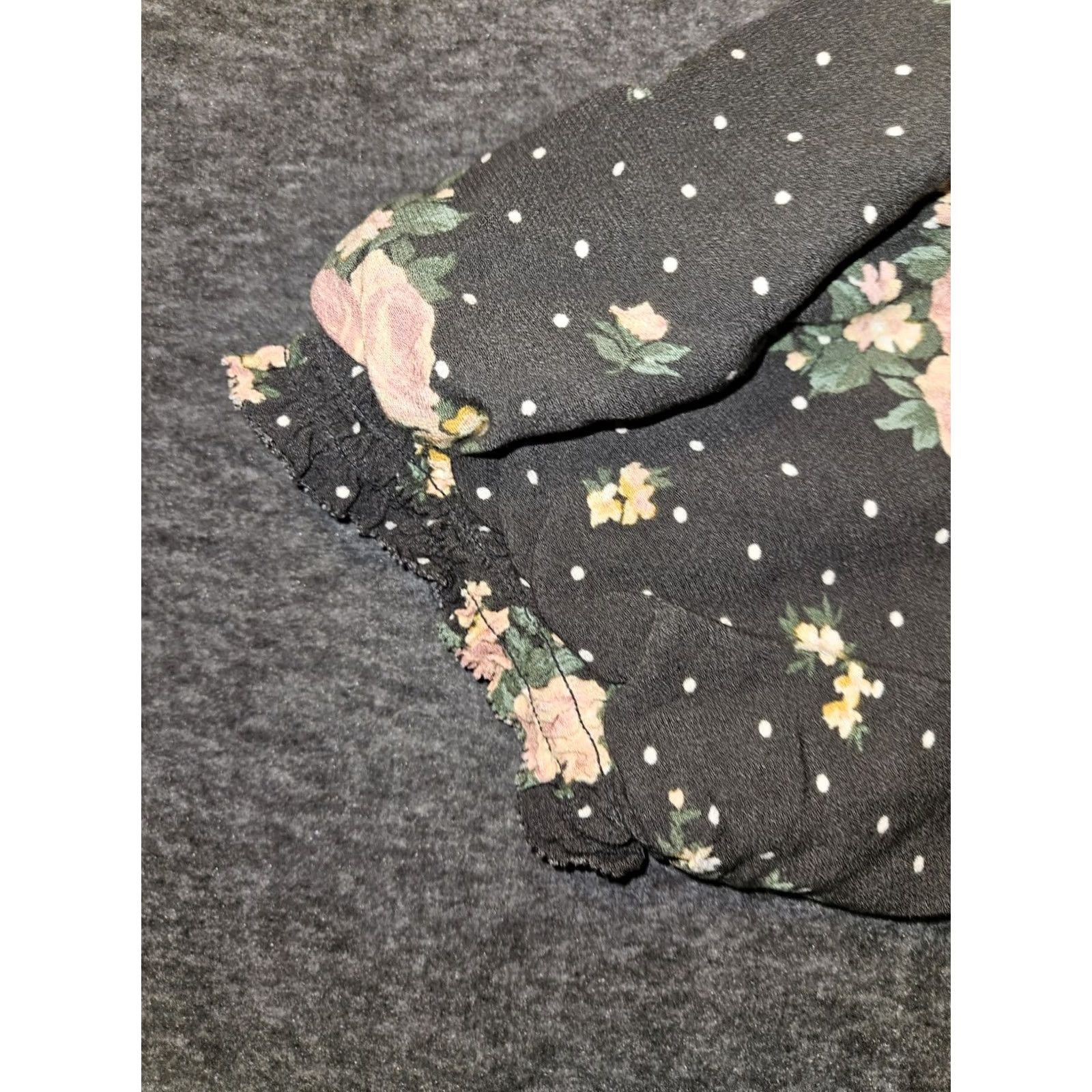 American Eagle Outfitters VINTAGE American Eagle Outfitters Shirt Dress Women L Black Floral Collared Button Puff Sleeve Knee Length Children? Size L / US 10 / IT 46 - 6 Thumbnail