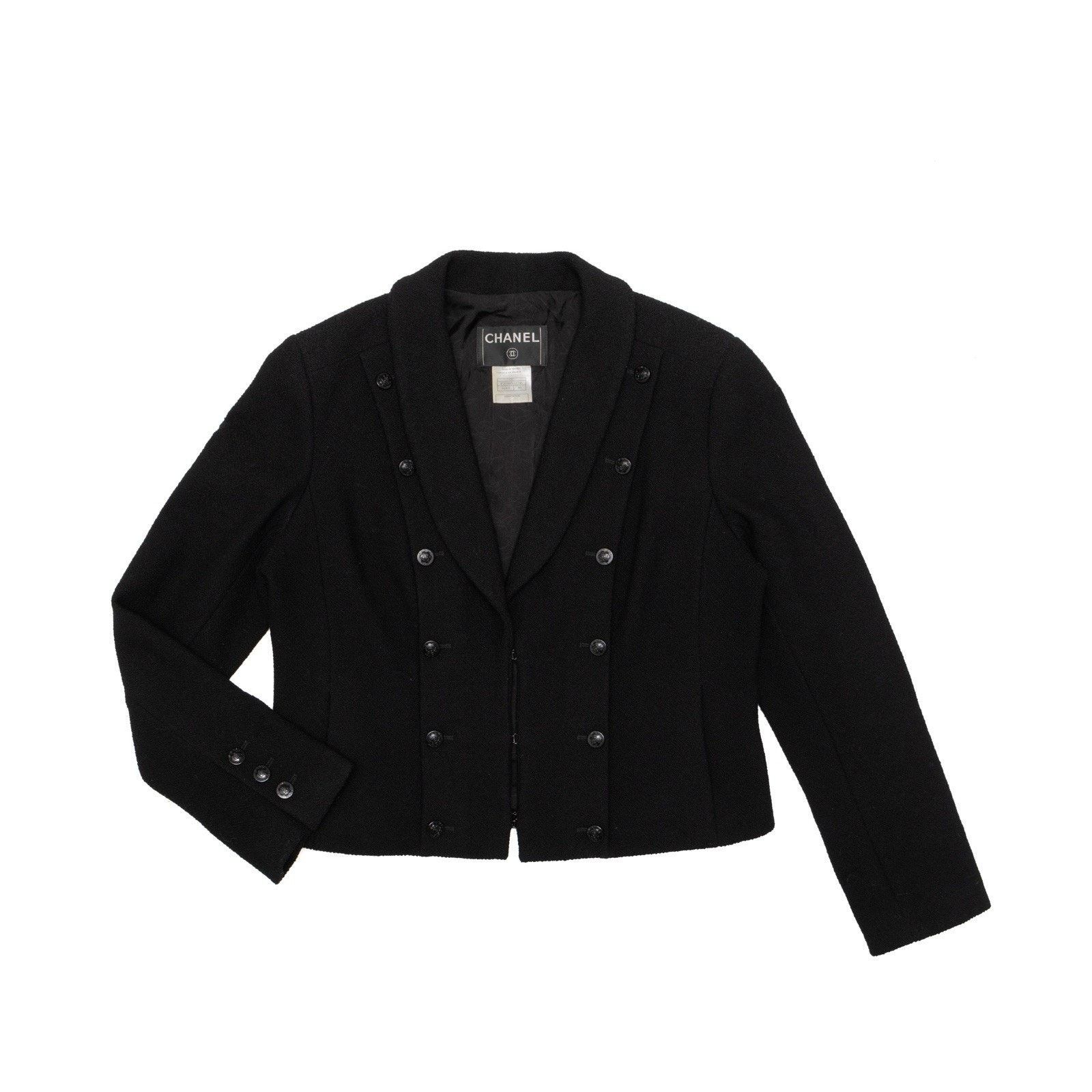 Chanel CHANEL Cropped Bouclé Camélia Double Breasted Wool Jacket Size L / US 10 / IT 46 - 6 Thumbnail