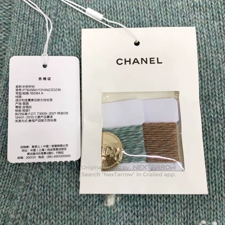 Chanel Chanel 24 colour-blocked striped cashmere V-neck single-br Size XS / US 0-2 / IT 36-38 - 7 Thumbnail