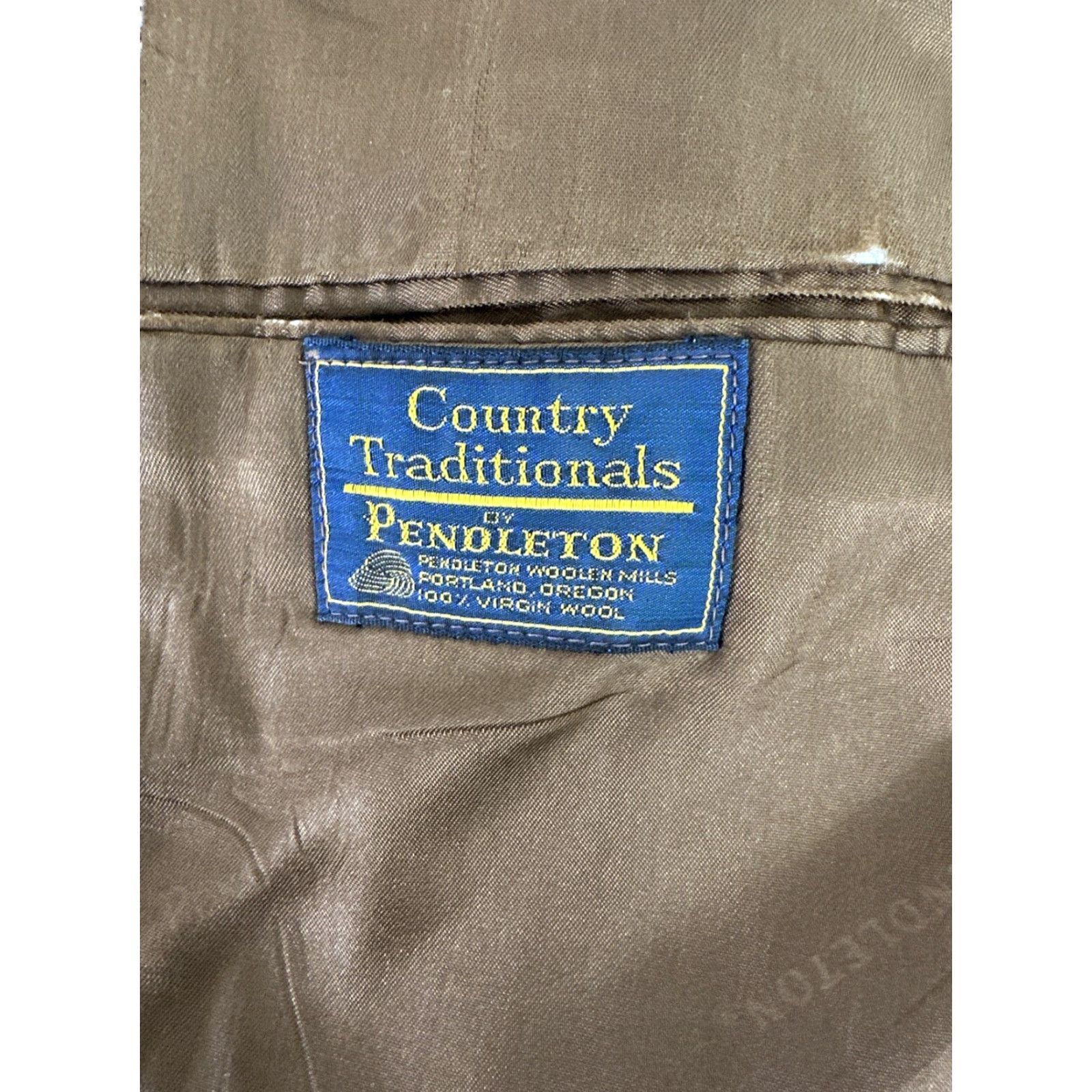 Pendleton VINTAGE Pendleton Blazer Sport Coat Jacket Mens XL 46R Wool Tweed Brown Notch Lapel Single-Breasted 2-Button Regular Fit Size 46R - 4 Thumbnail