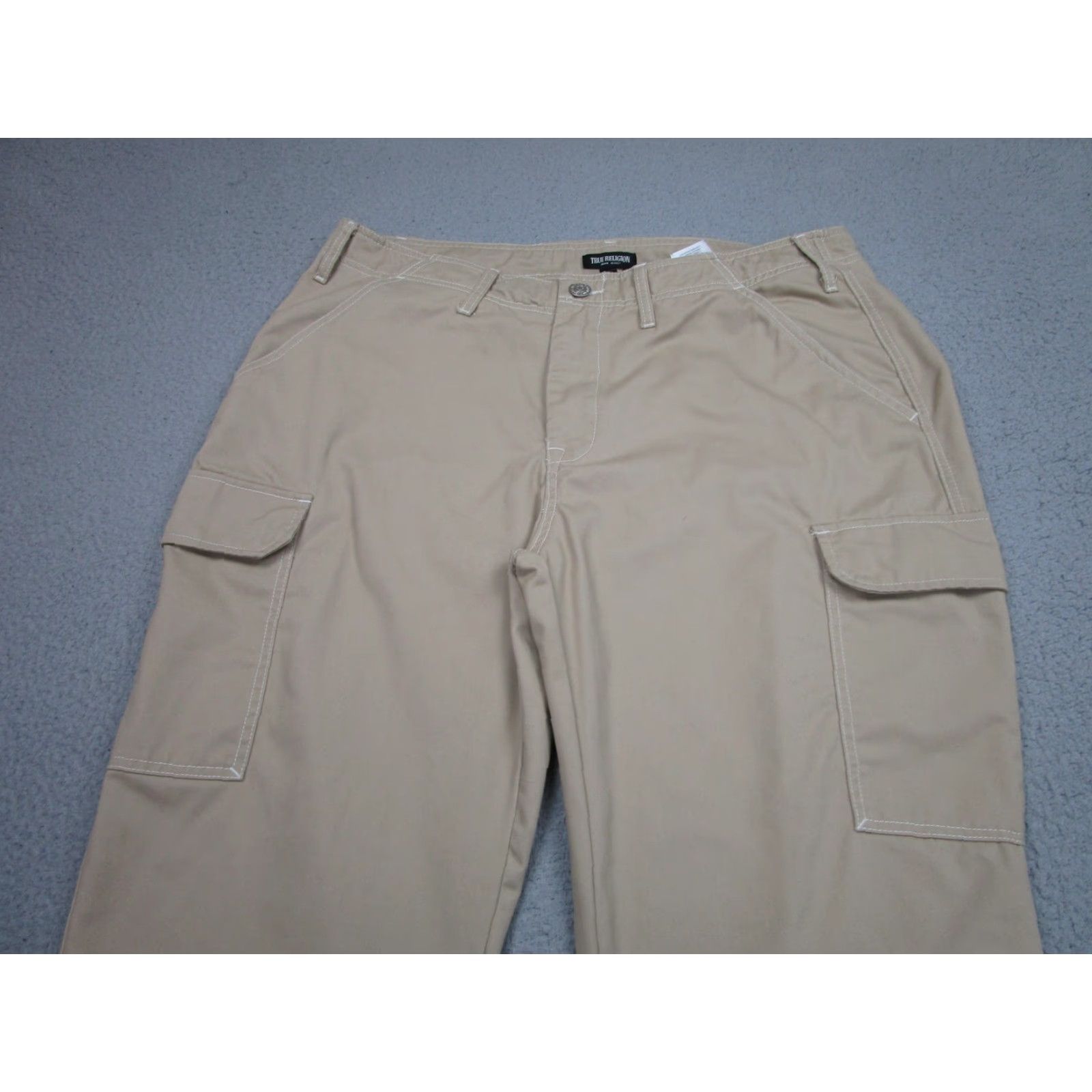 True Religion True Religion Cargo Pants Mens 38x32 Beige Straight Leg Utility Workwear Casual Size US 38 / EU 54 - 3 Thumbnail