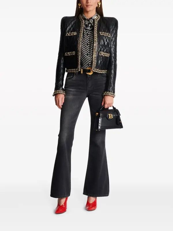 Balmain o1s1wg110825 Western Bootcut Jeans in Black Size 30" / US 8 / IT 44 - 2 Thumbnail