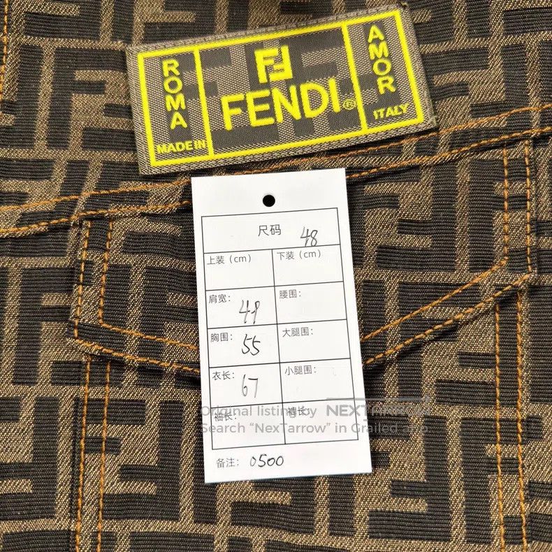 Fendi Fendi Monogram Embossed Chest Leather Patch Denim Jacket Size US M / EU 48-50 / 2 - 5 Thumbnail