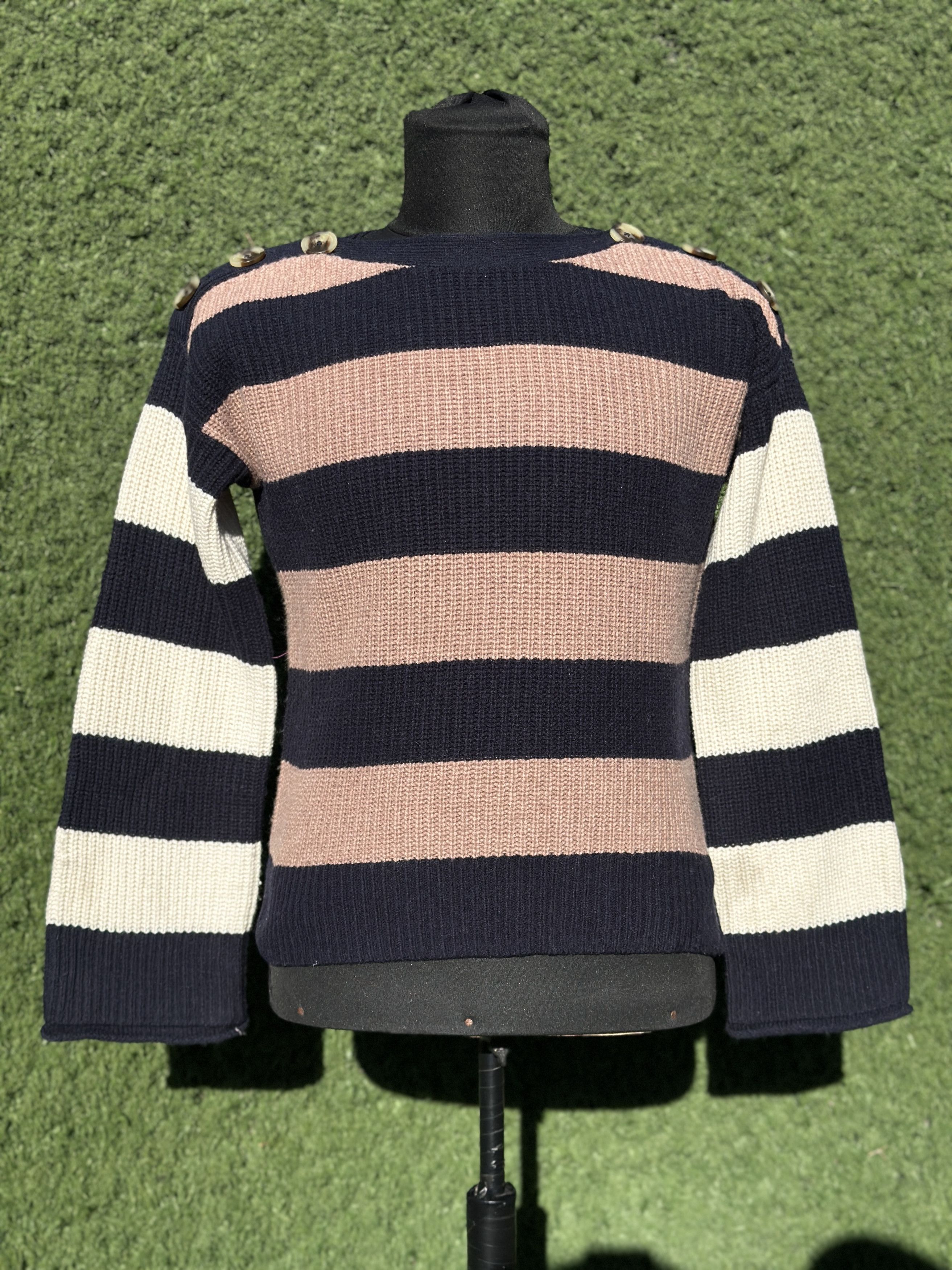 Other Jenni Kayne Striped Knit Sweater Size S Shoulder Buttons Size S / US 4 / IT 40 - 1 Thumbnail