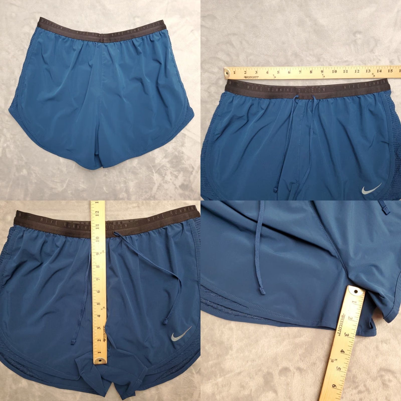 Nike Nike Shorts Women L Teal Dri-FIT Running Lined Swoosh Athletic Pockets Drawstring Elastic Waist Quick-Drying Size 36" / US 14 / IT 50 - 8 Thumbnail