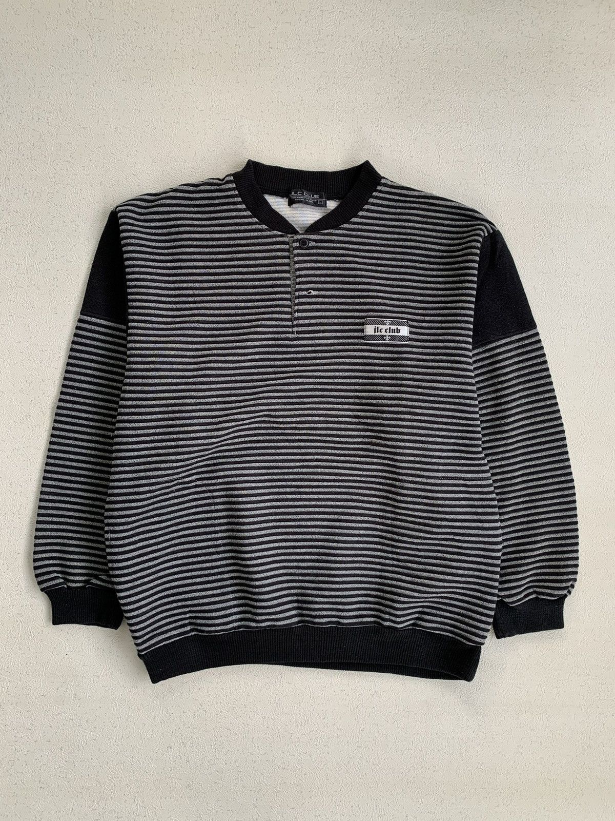 Le Grande Bleu (L.G.B.) Y2K JLC CLUB STRIPE JAPANESE SWEATSHIRT IFSIX LGB STYLE Size US L / EU 52-54 / 3 - 1 Thumbnail