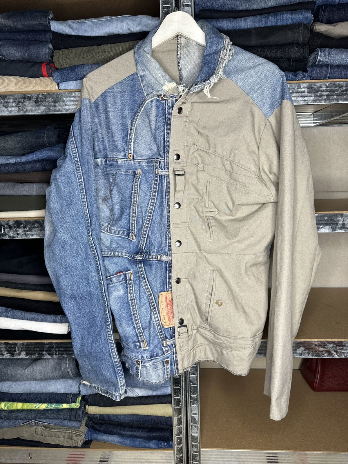 Levi's 1:1 Custom Levi's Denim Military Pants Patchwork Jacket Size US L / EU 52-54 / 3 - 1 Thumbnail