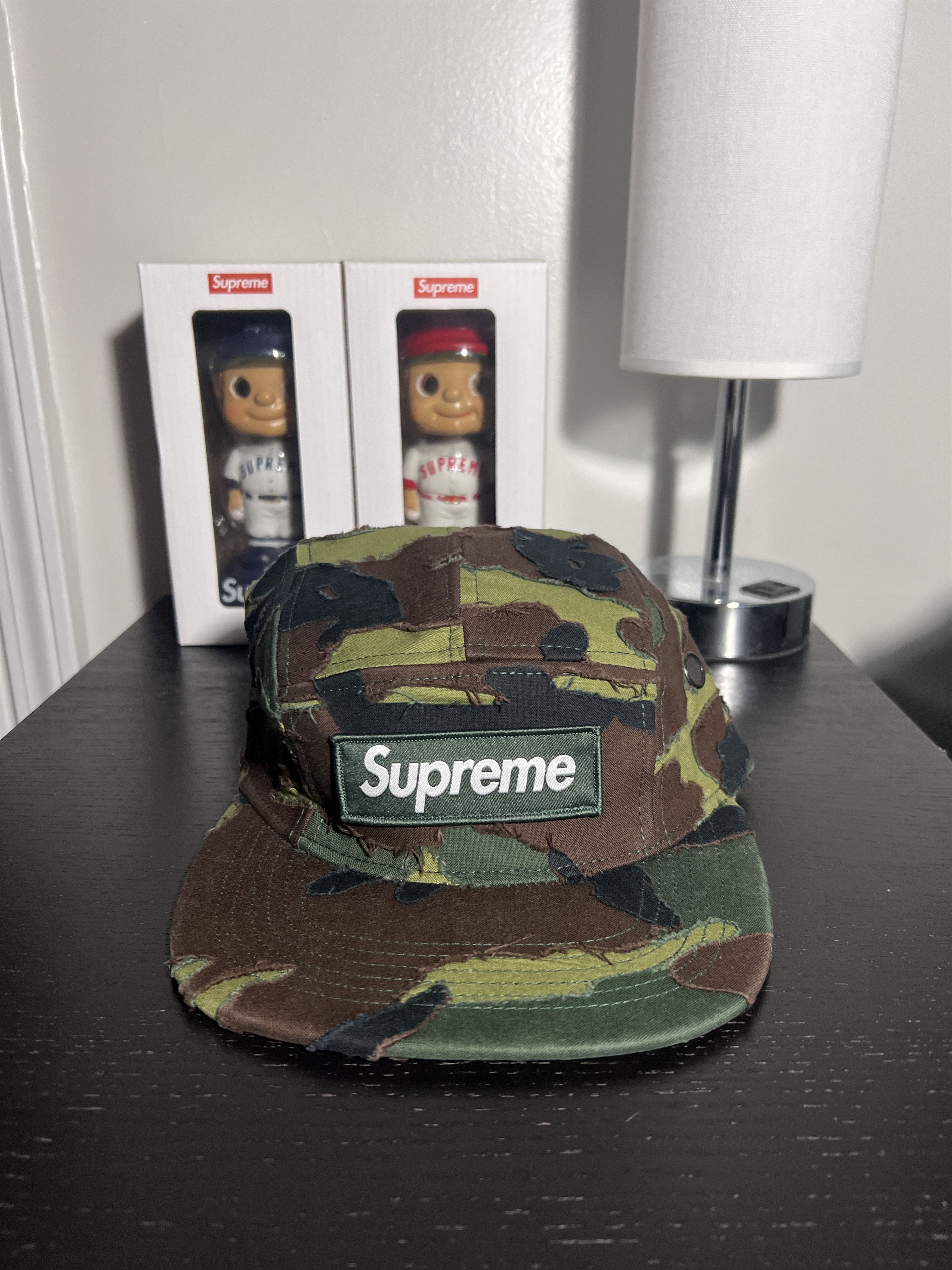 Supreme Vintage supreme camo camp cap leather strap | Grailed