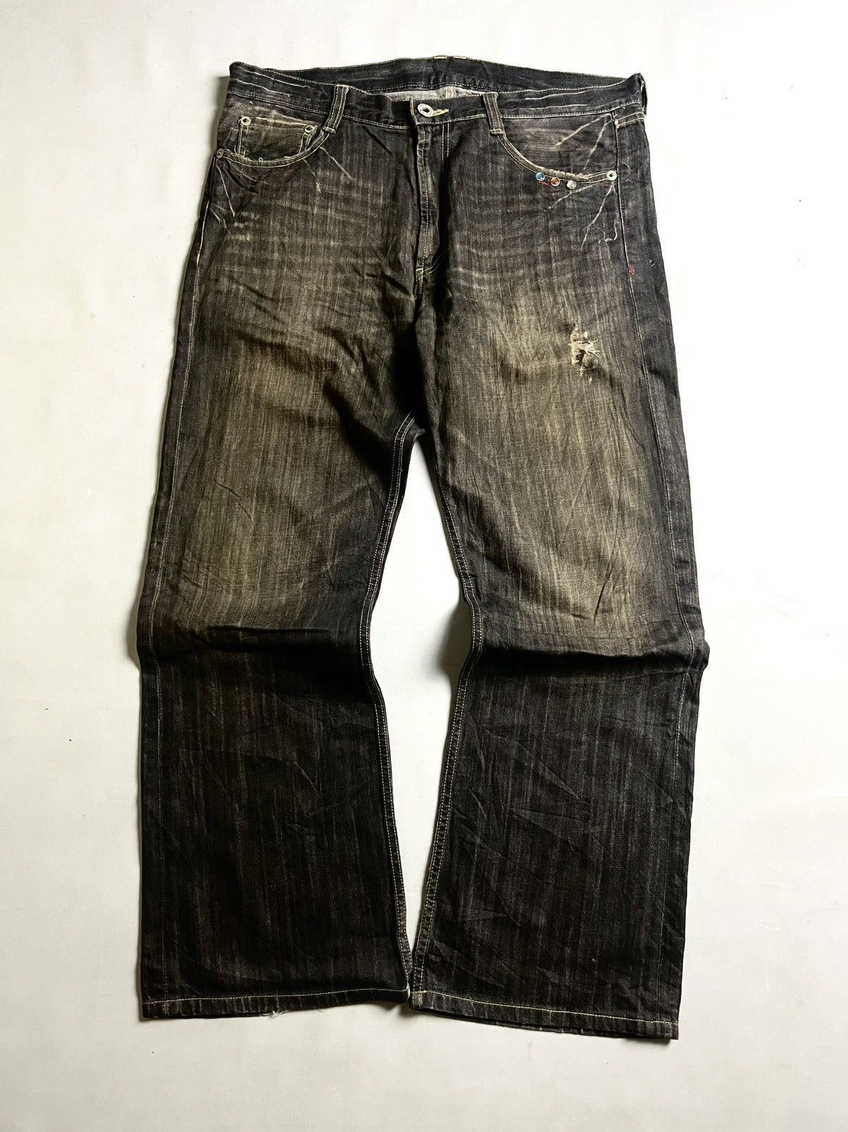 Japanese Brand 2000’s - Unkwon flare denim Embroidery wings Size US 38 / EU 54 - 1 Thumbnail