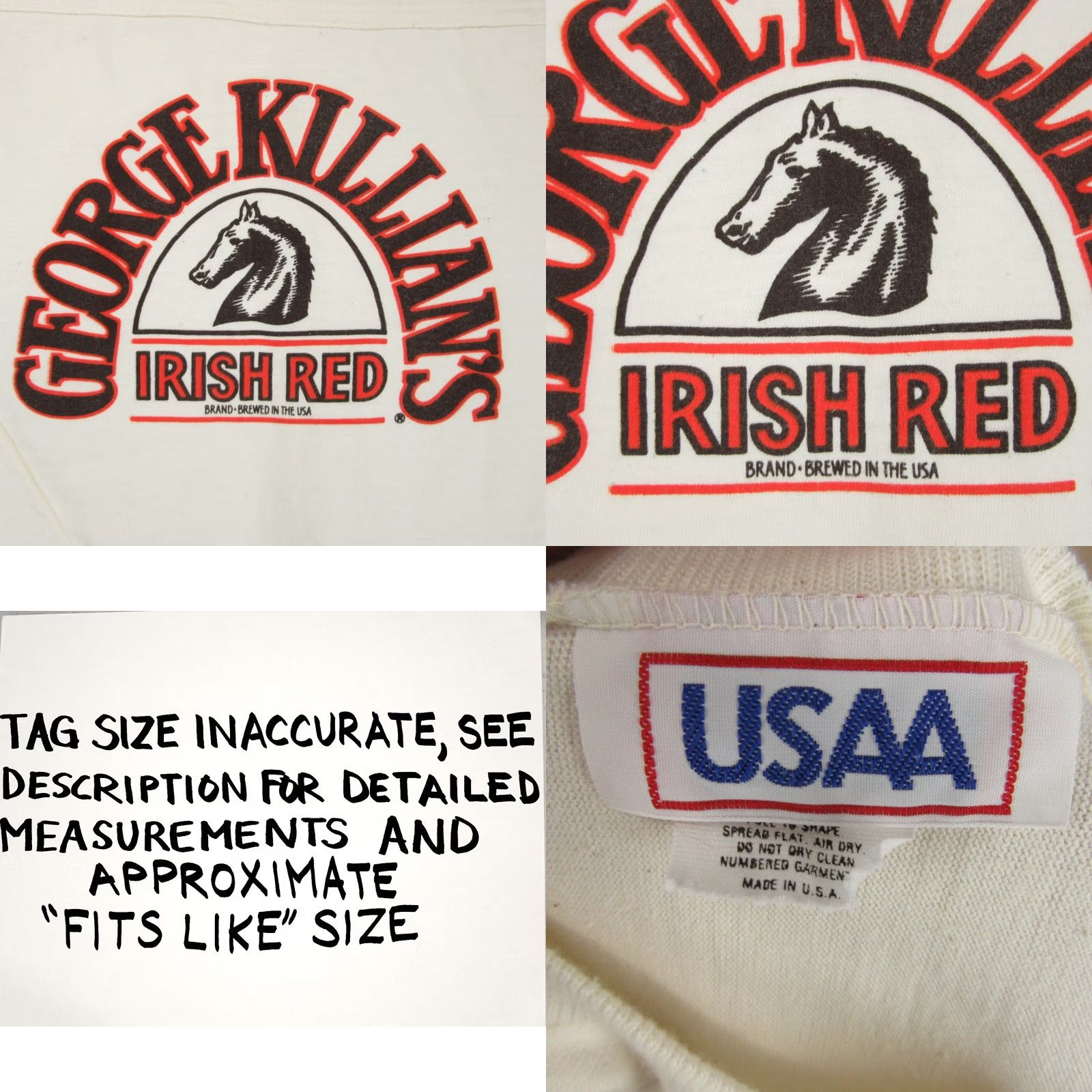 George NOS vintage 80s GEORGE KILLIAN'S IRISH RED BEER JERSEY T-Shirt XS coors alcohol Size US XS / EU 42 / 0 - 8 Thumbnail