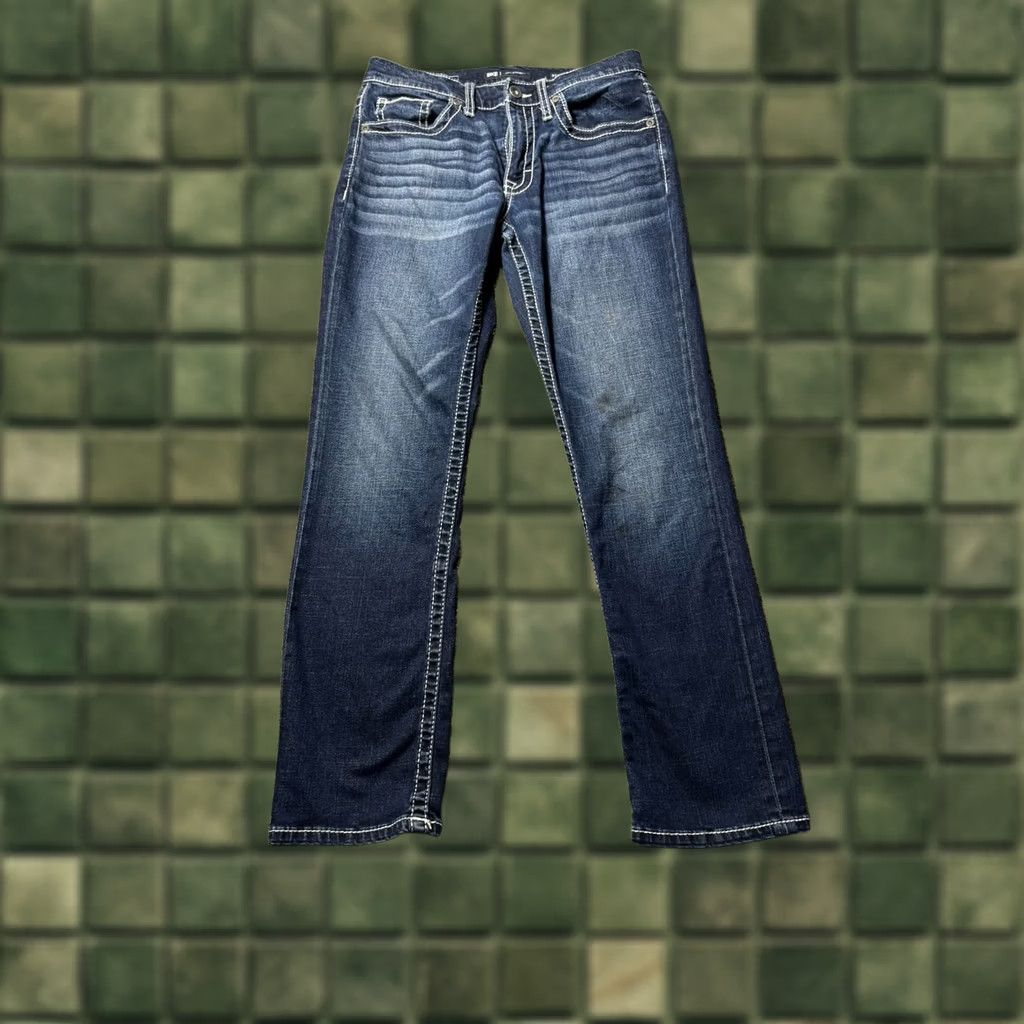 BKE BKE Jake Straight Jeans Mens 31x30 Dark Wash Stretch Denim Thick Stitch Flex Size US 31 - 1 Thumbnail