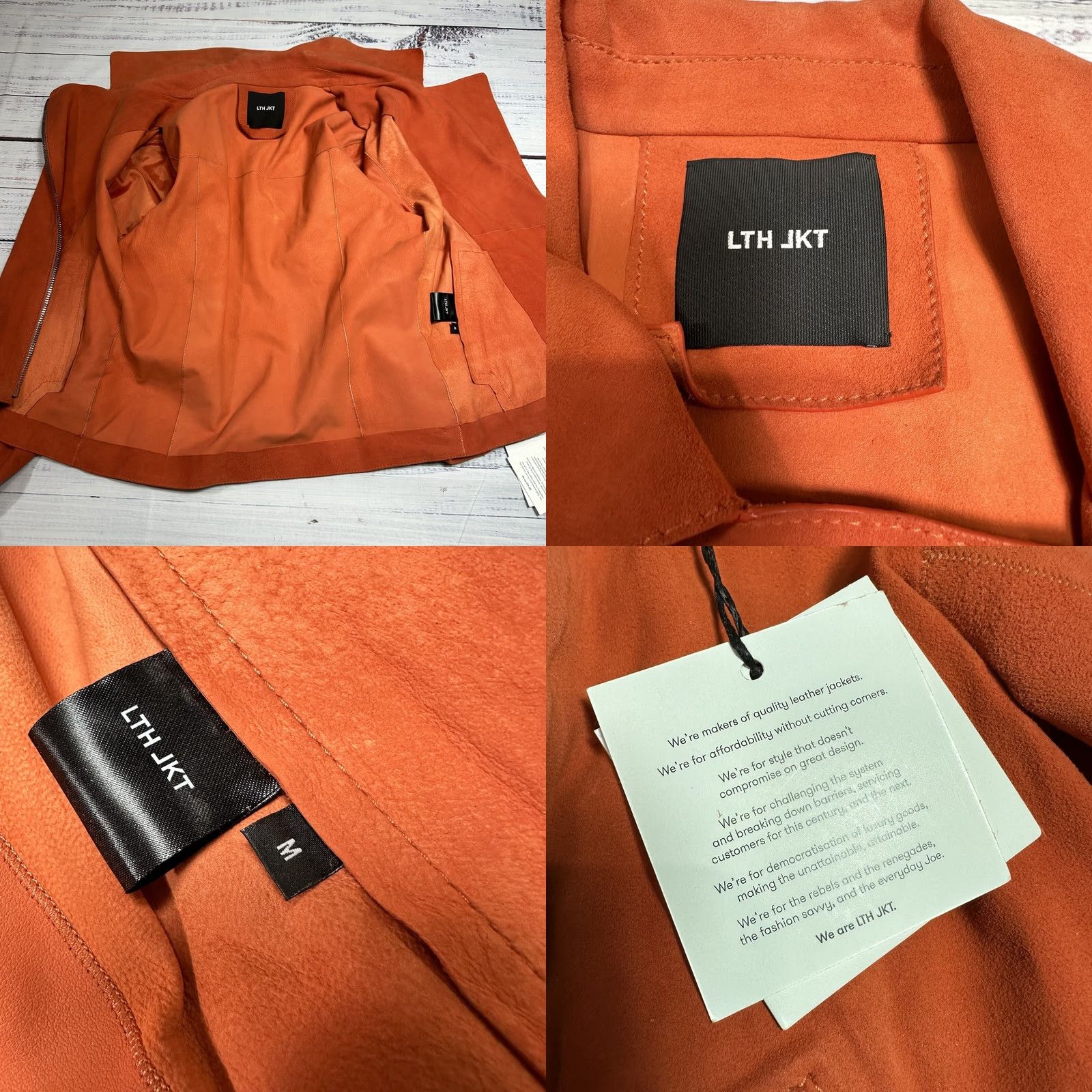 Vintage VINTAGE LTH JKT Orange Suede Leather Moto Biker Jacket Womens M Flaws Sz M Zipper Leather Suede 90s Womens Size M / US 6-8 / IT 42-44 - 8 Thumbnail