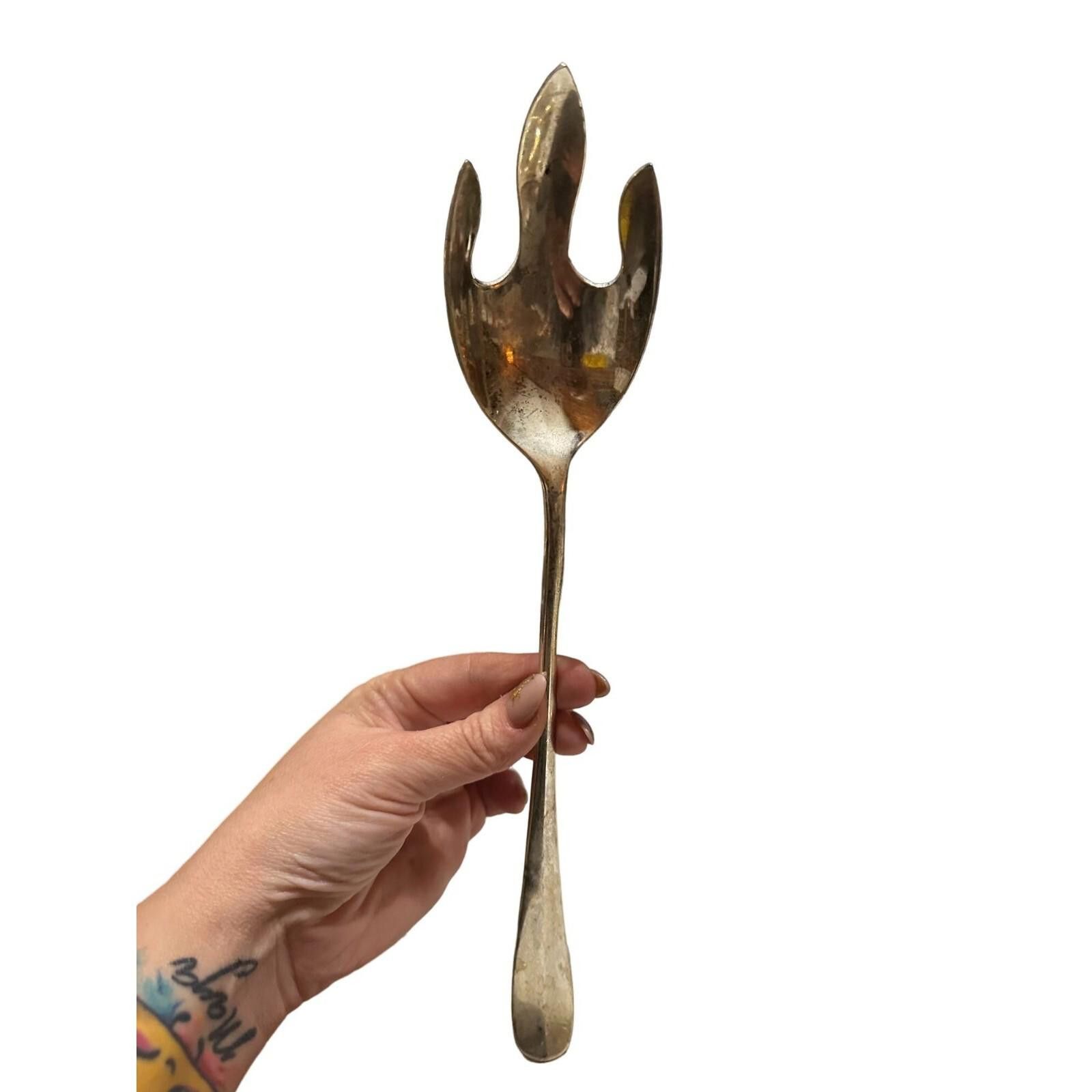 Unknown London Vintage Silver toned Salad Spoon Spork Metal Elegance Size ONE SIZE - 4 Thumbnail