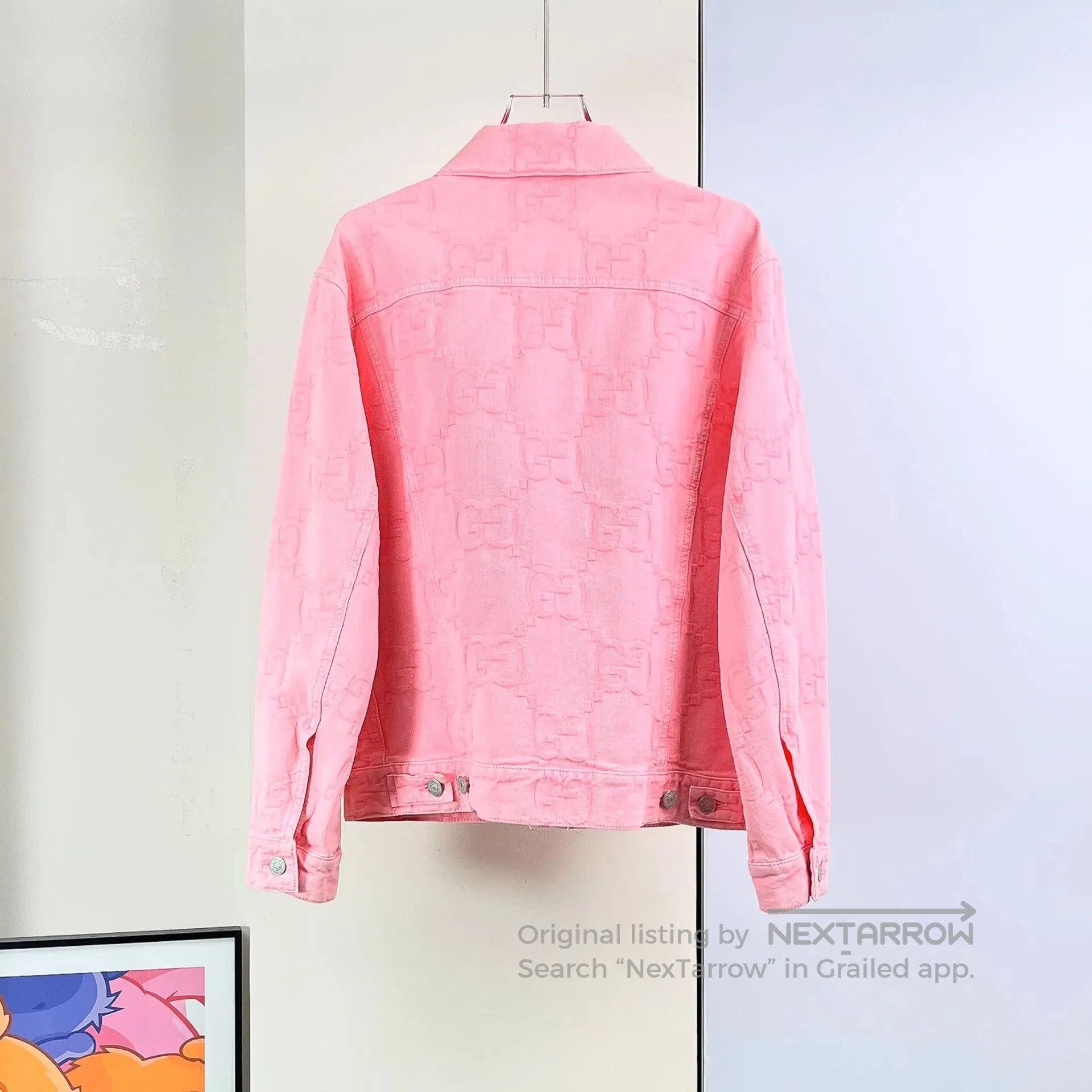 Gucci Gucci Pink Logo Print Denim Jacket. Size S / US 4 / IT 40 - 3 Thumbnail