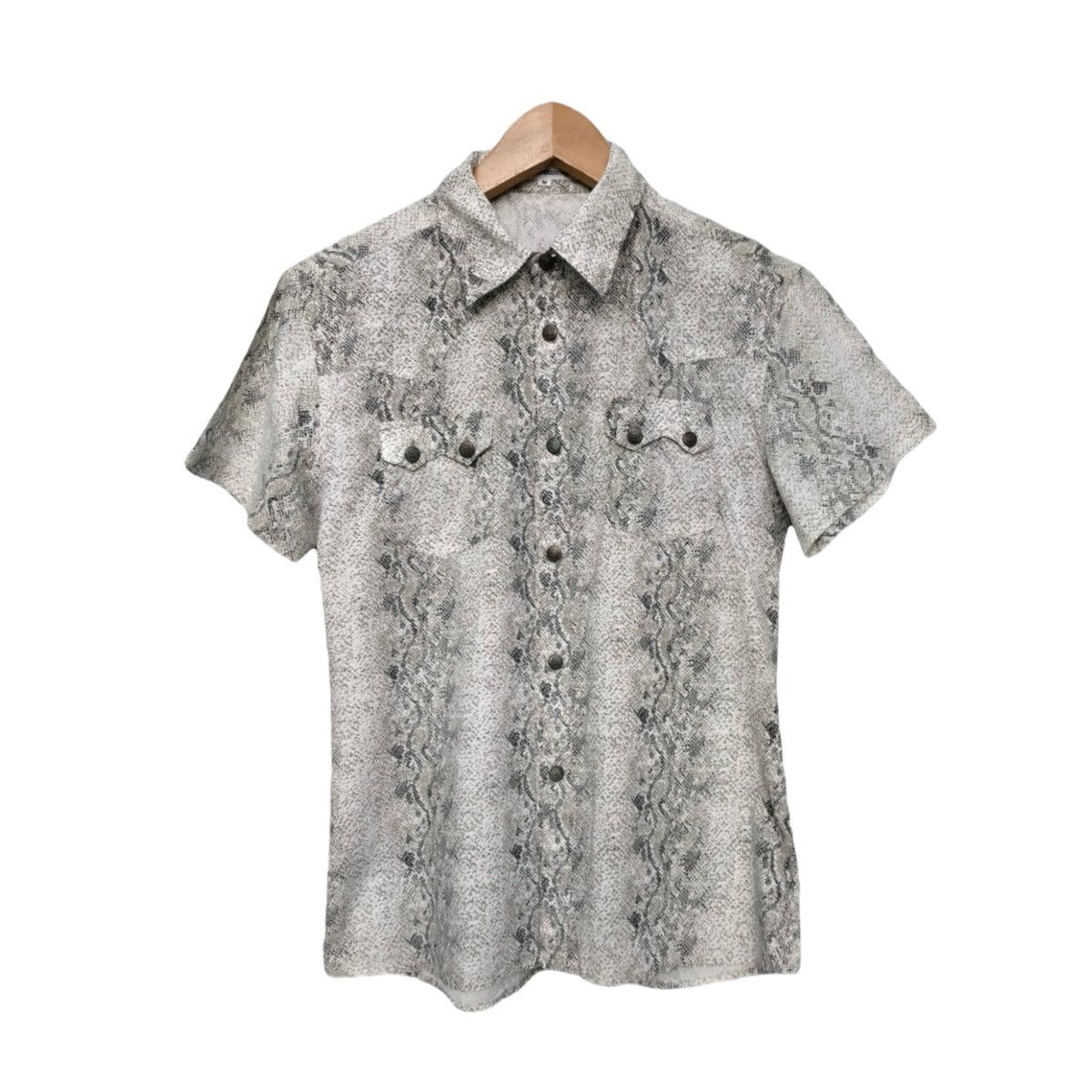 image of Semantic Design Snake Skin Shirt in White, Men's (Size Medium)