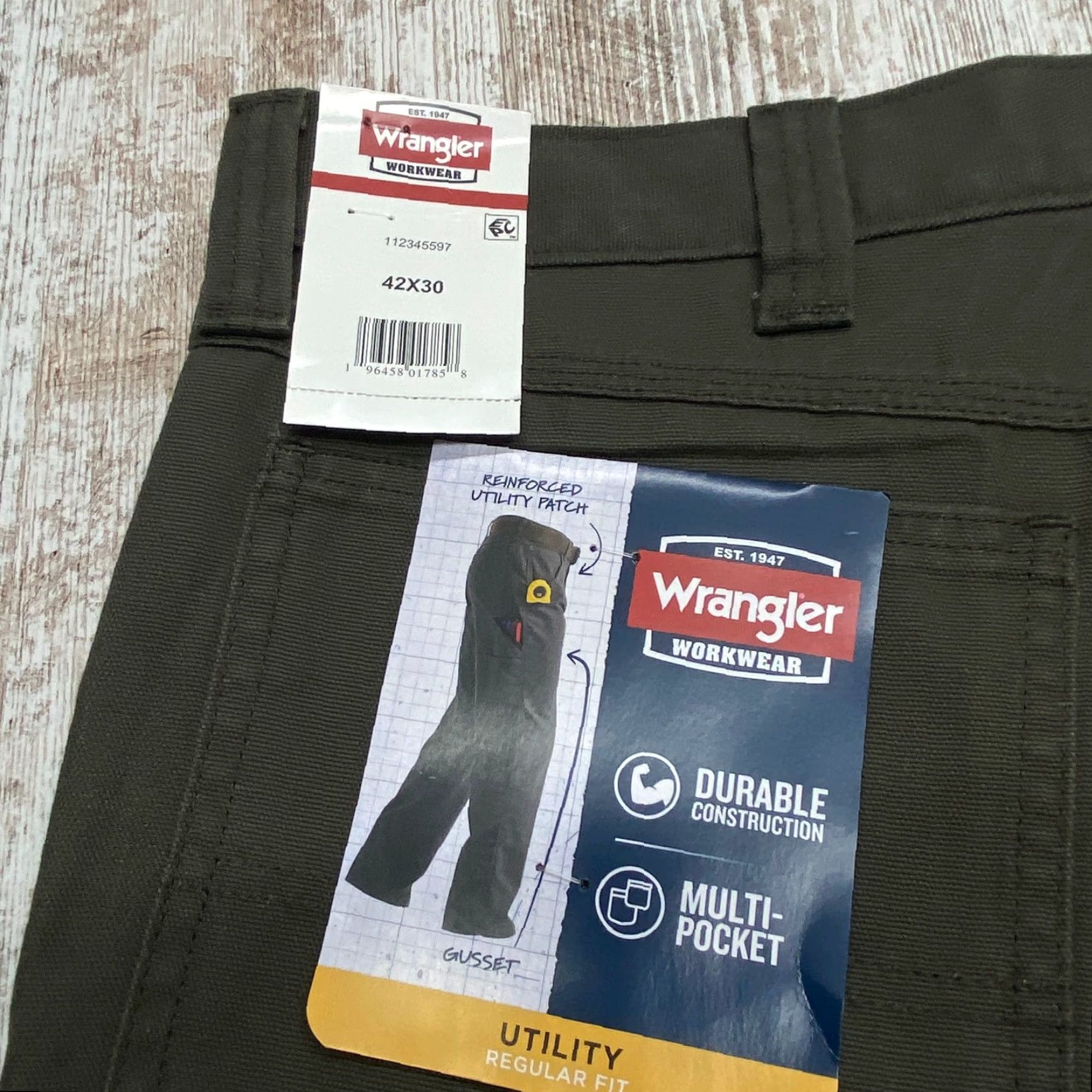 Wrangler VINTAGE Wrangler Workwear Utility Pant 42x30 Olive Relaxed Fit Pockets Canvas NEW Size US 42 / EU 58 - 7 Thumbnail