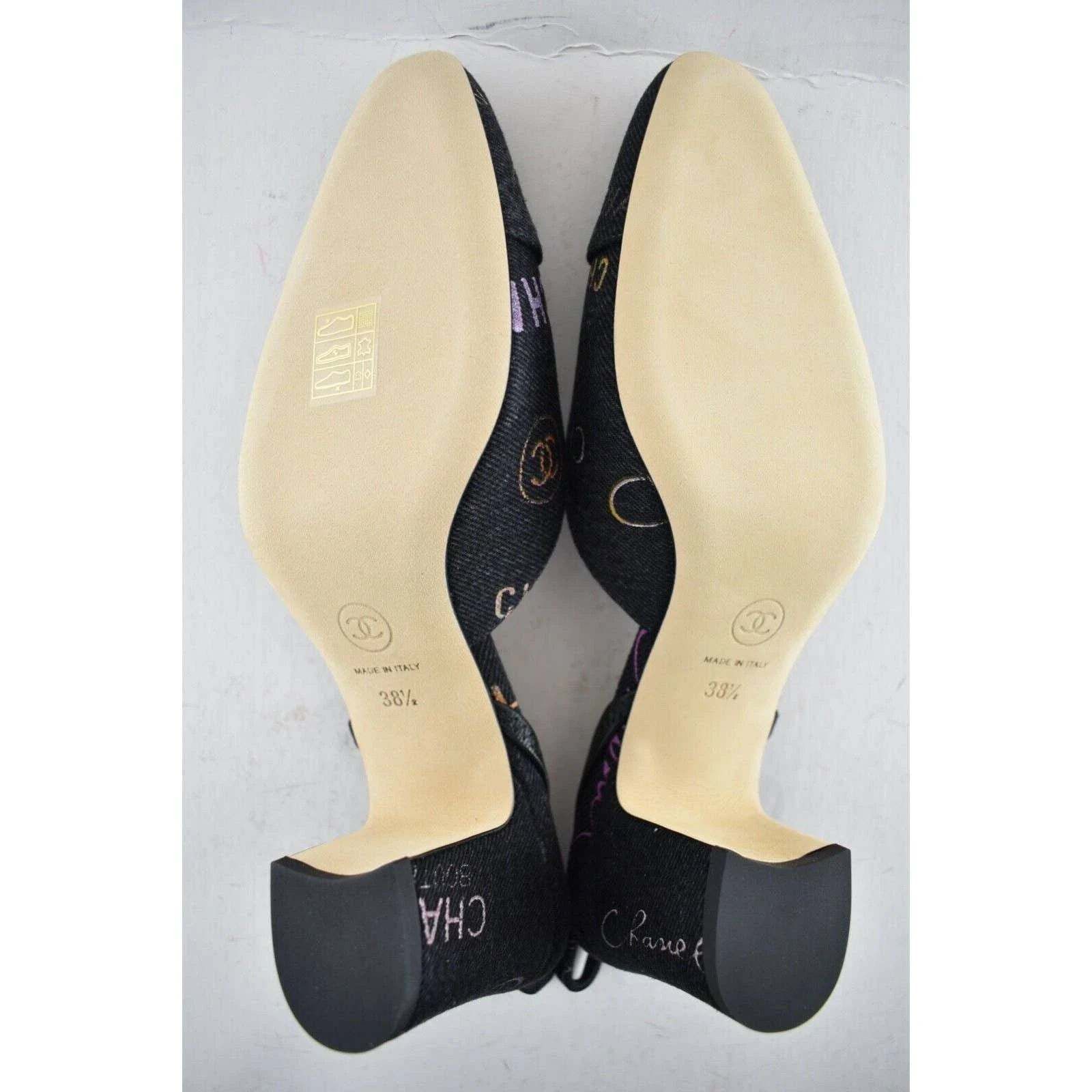 Chanel Chanel Mademoiselle Grey Denim Slingback Sandal Heel 38.5 Size US 8.5 / IT 38.5 - 12 Thumbnail