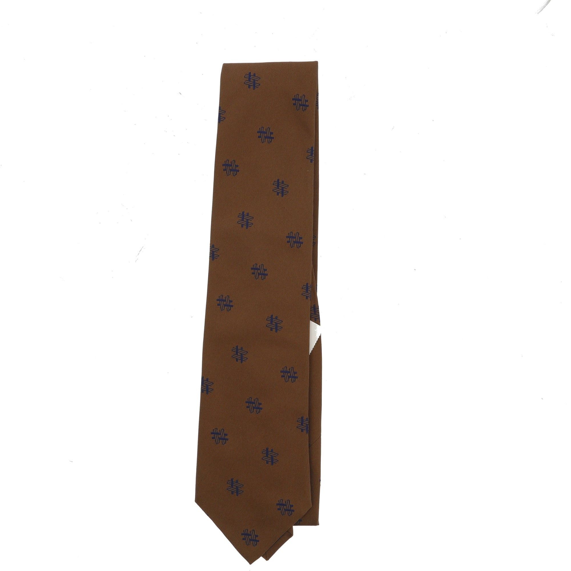 image of Hermes Tie In Brown Silk, Men's