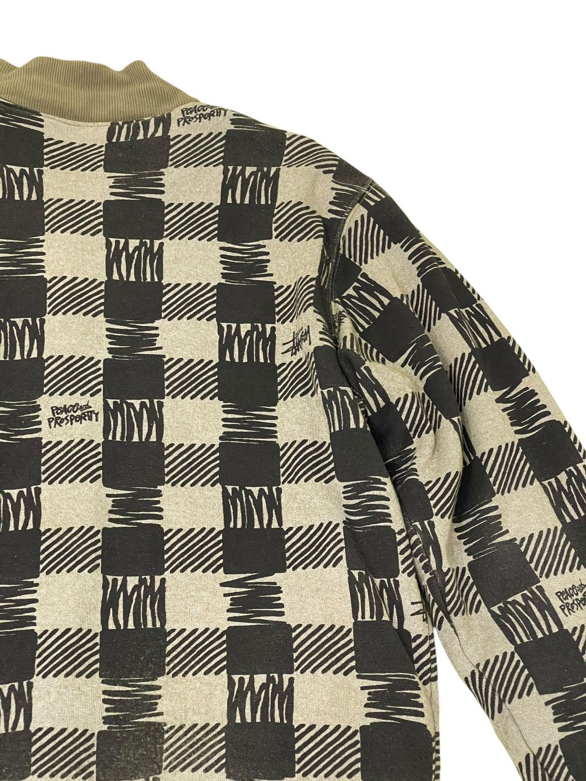 Japanese Brand Y2K Stussy Checker Varsity Jacket Sweatshirt 5🟩9 Size US L / EU 52-54 / 3 - 15 Thumbnail