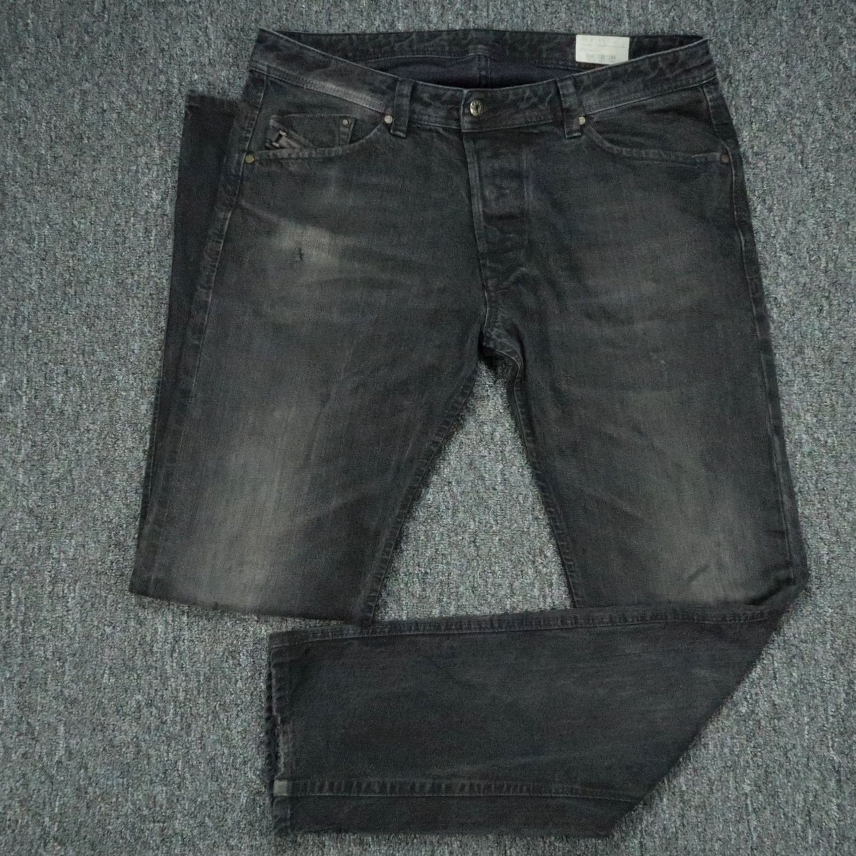 Diesel Diesel Jeans Mens 34x33 Black Darron Regular Slim Tapered Button Fly Denim Size US 34 / EU 50 - 2 Thumbnail