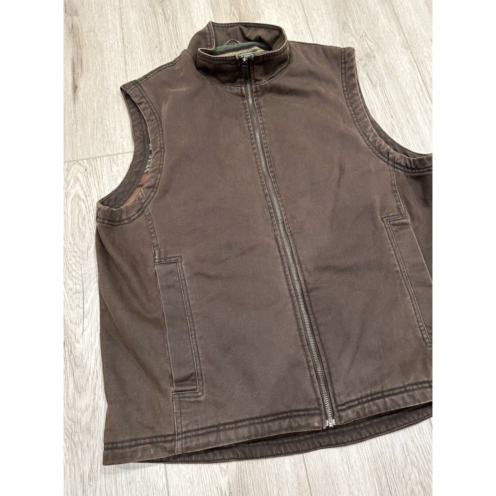 Vintage VINTAGE Woolrich Vest Canvas Brown Large Mens Full Zip Lined Fleece Pockets Casual Workwear Outdoor Western Hunting Utility Size US L / EU 52-54 / 3 - 3 Thumbnail
