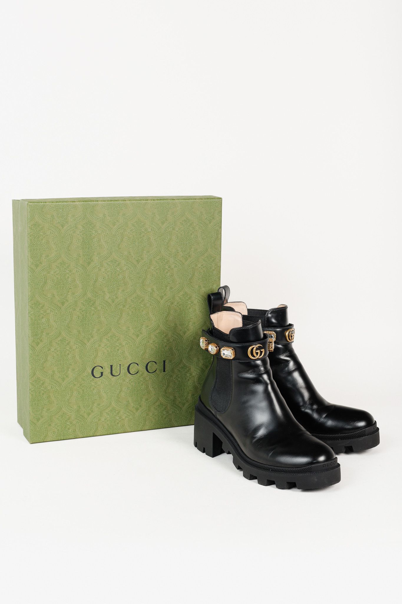 Gucci Gucci Trip Crystal-Embellished Block Heel Chelsea Boots Size US 8 / IT 38 - 11 Thumbnail