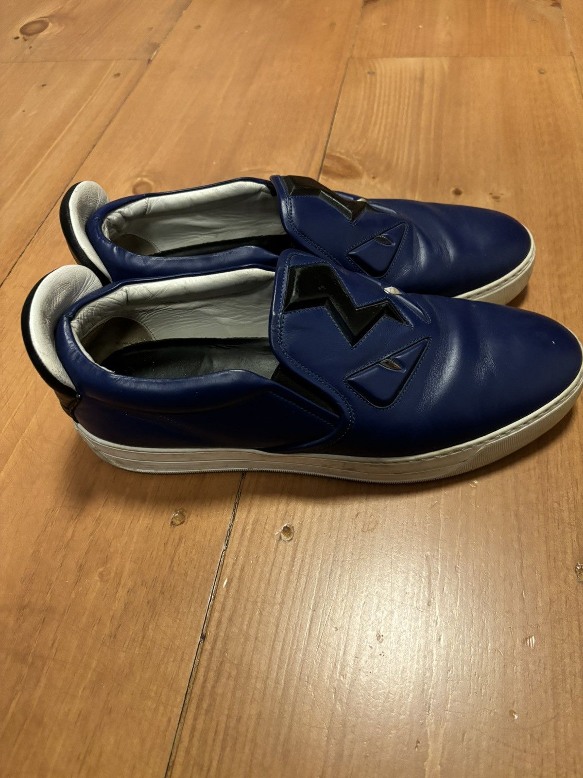 Fendi Fendi Monster Slip-On Sneakers Blue Leather Size US 9 / EU 42 - 4 Thumbnail