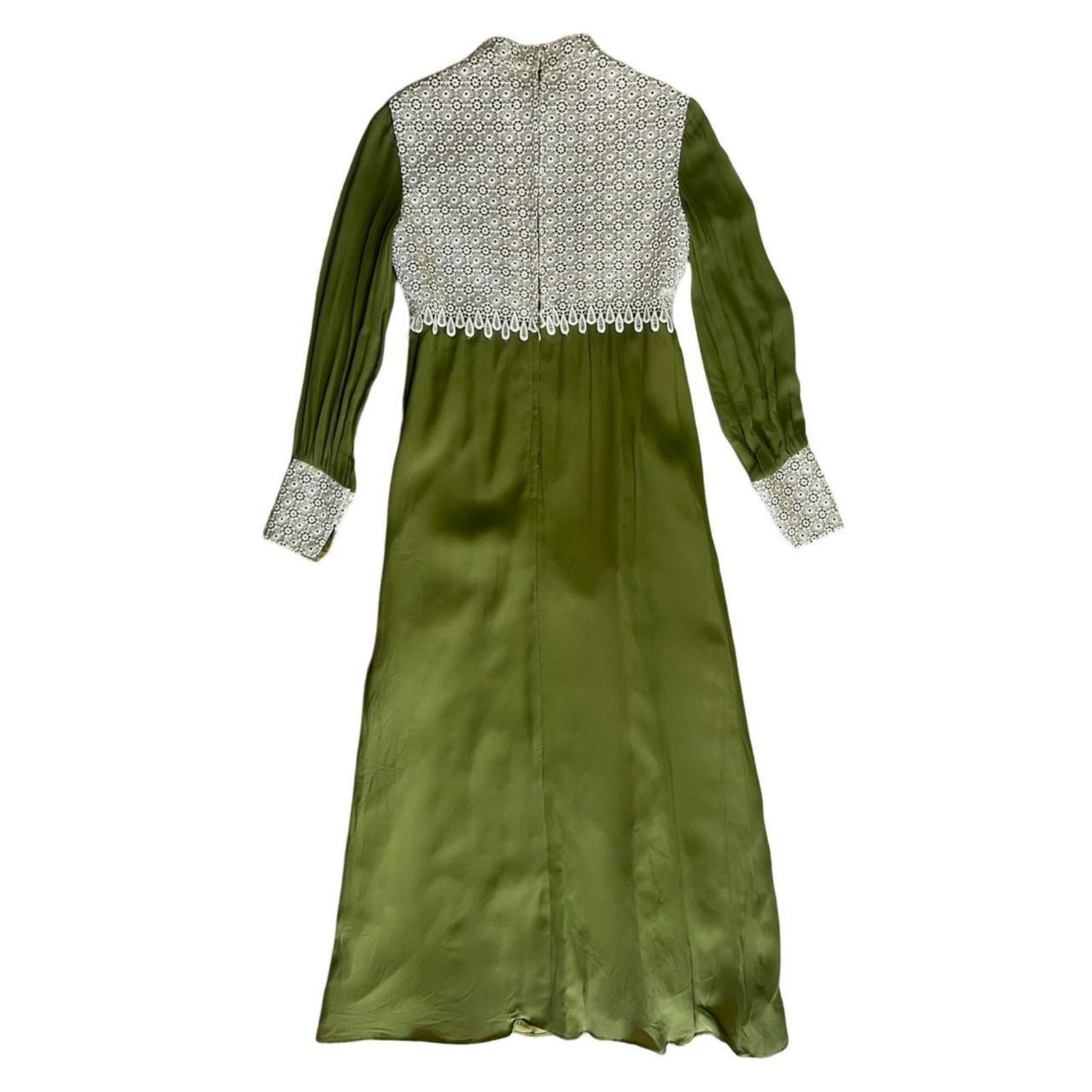 Vintage 70s vintage prairie dress green crochet Size M / US 6-8 / IT 42-44 - 2 Thumbnail