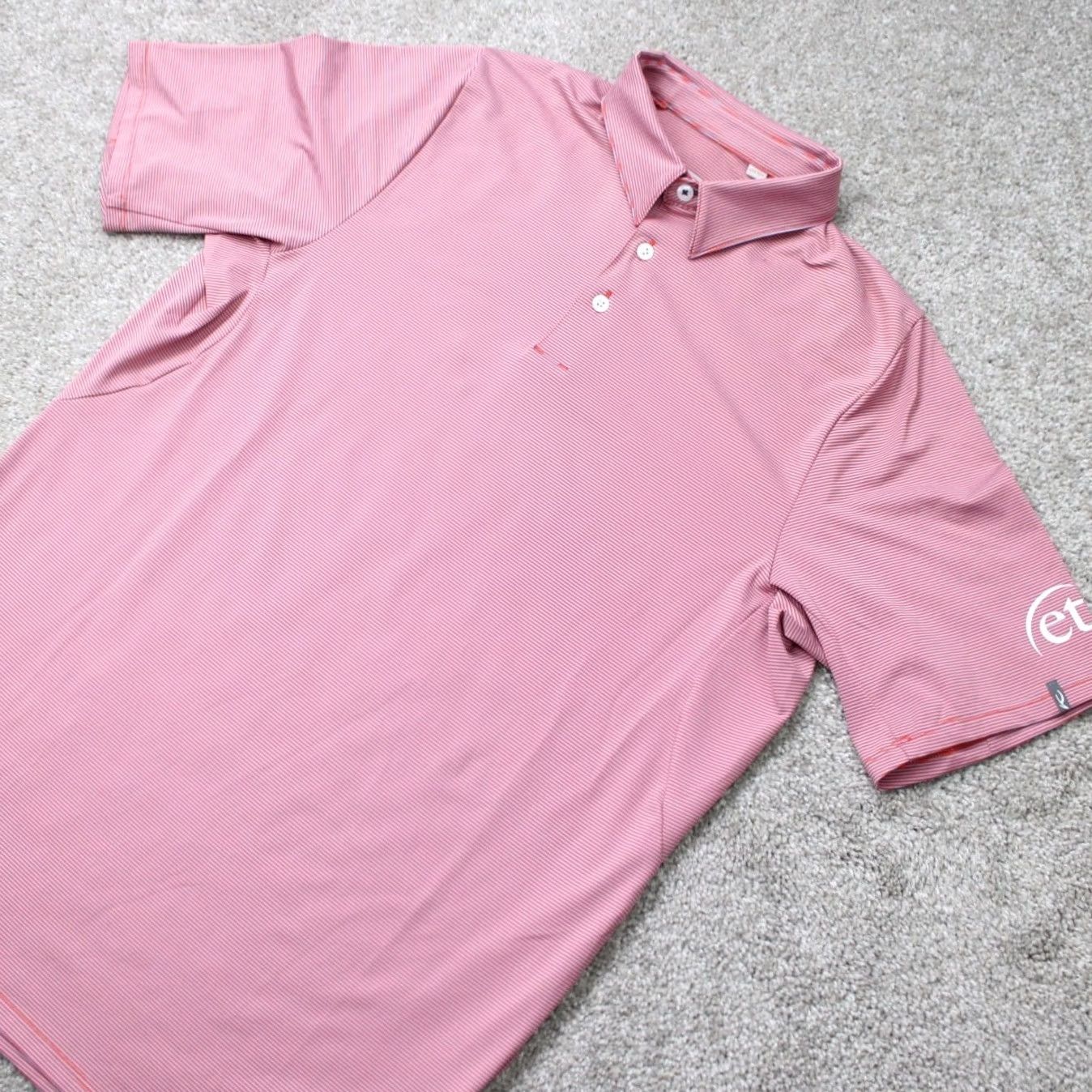 KJUS Kjus Polo Shirt Men M Orange Stripe Short Sleeve Logo on Left Sleeve Golf Regular Fit 50/US Medium Size US M / EU 48-50 / 2 - 4 Thumbnail