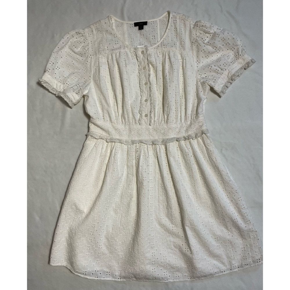 J.Crew NWT New $148 J.Crew Button-front White Mini Dress in Eyelet Size L / US 10 / IT 46 - 6 Thumbnail