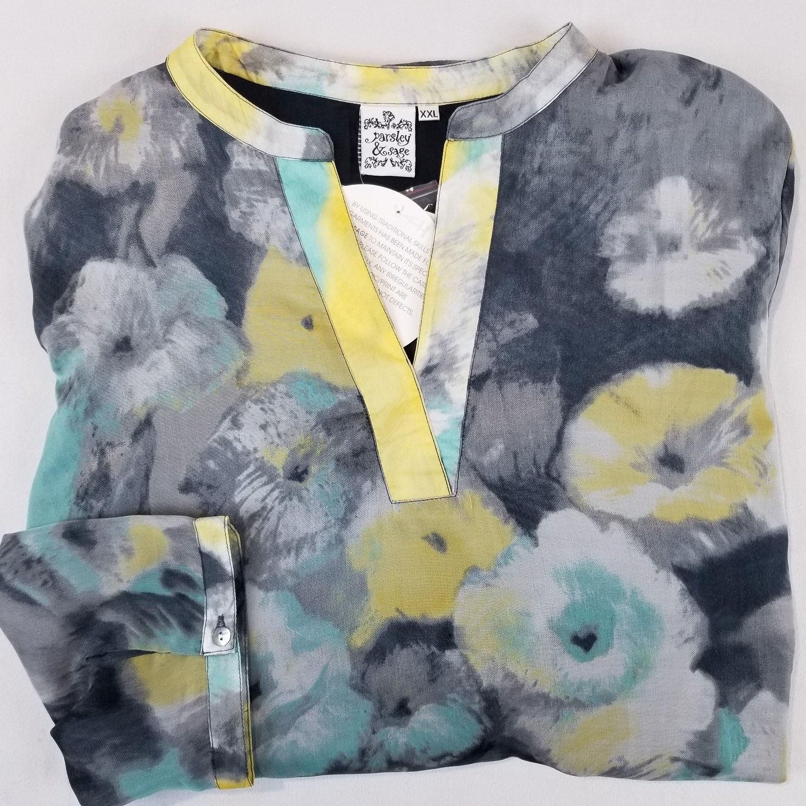 Other Parsley & Sage Tunic Top 2XL Floral Watercolor Art to Wear Size XXL / US 16-18 / IT 52-54 - 3 Thumbnail