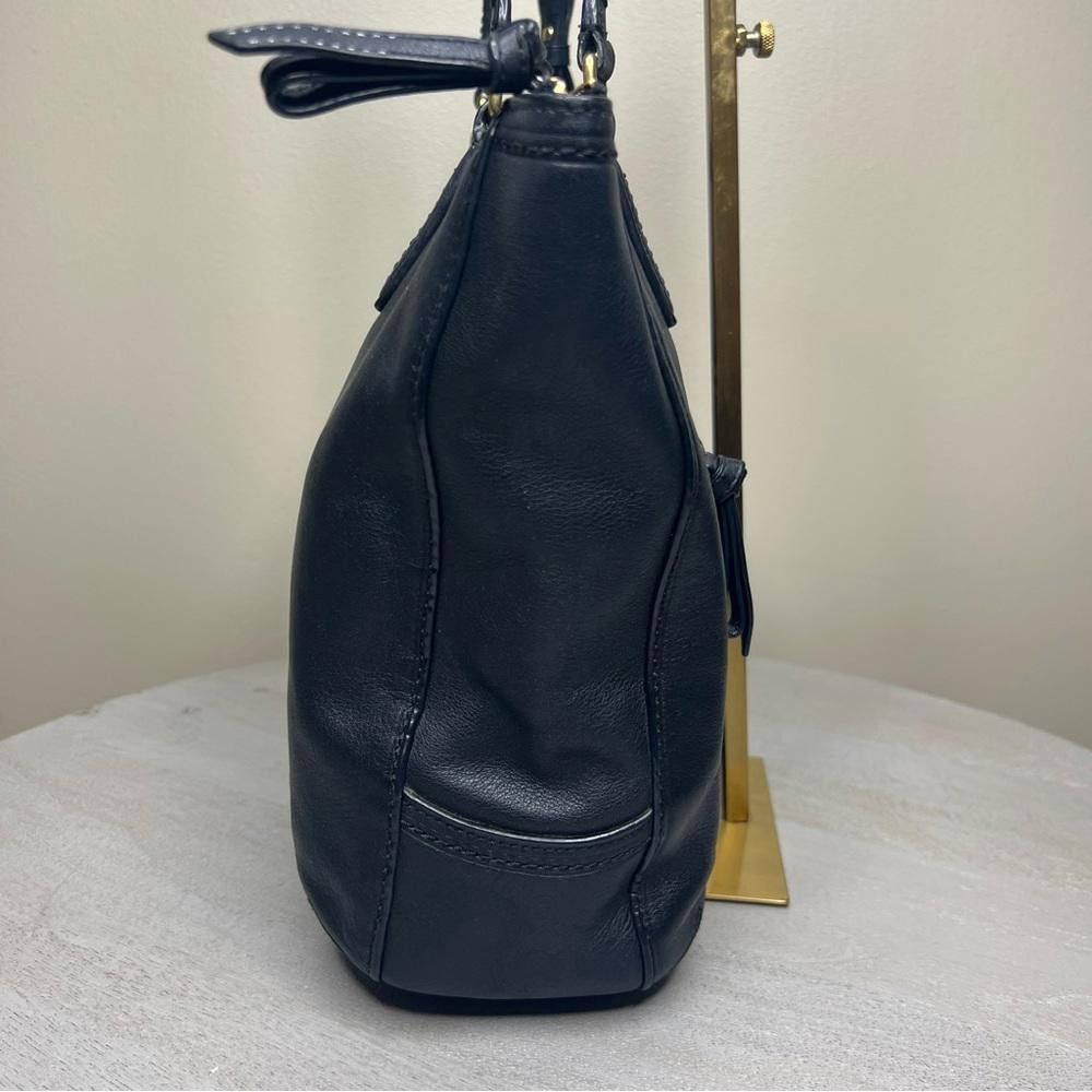 Coach COACH Poppy Black Leather Shoulder Small Zipper Tote Size ONE SIZE - 4 Thumbnail
