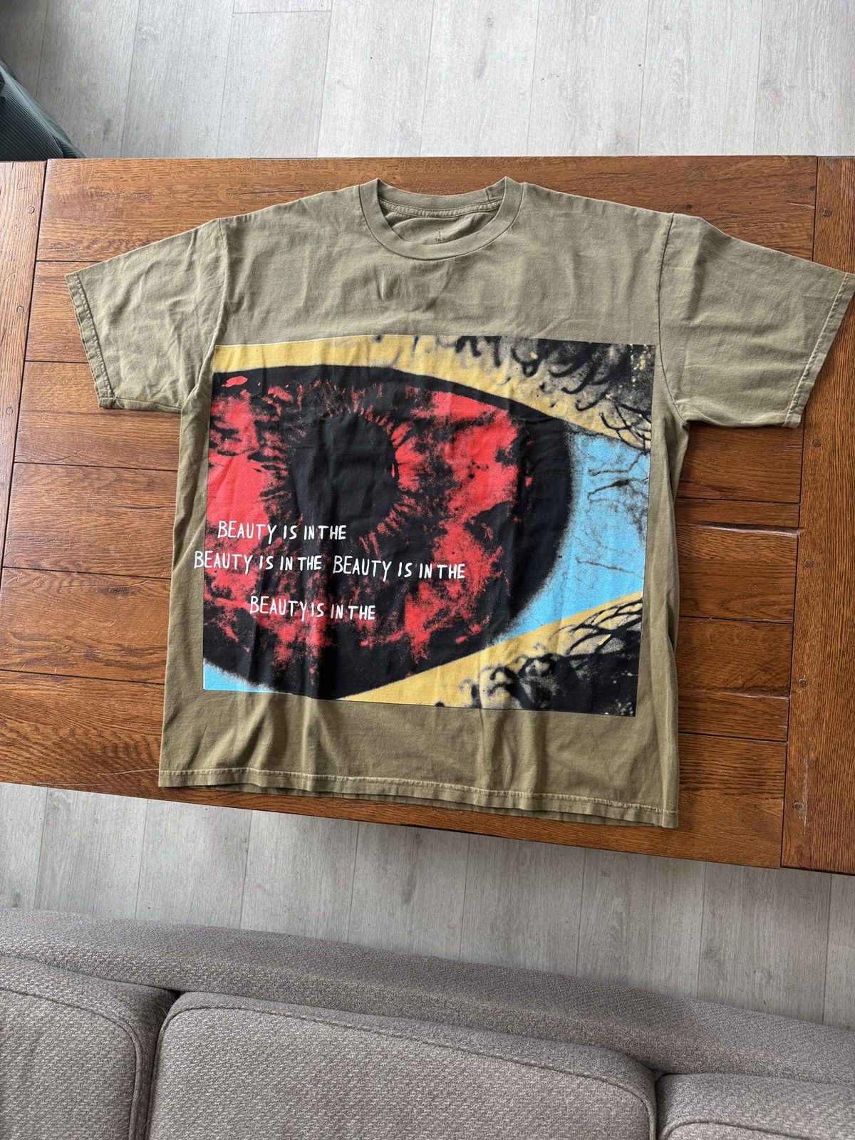 Travis Scott Travis Scott Astroworld Eye Tee Olive Size US XXL / EU 58 / 5 - 1 Thumbnail