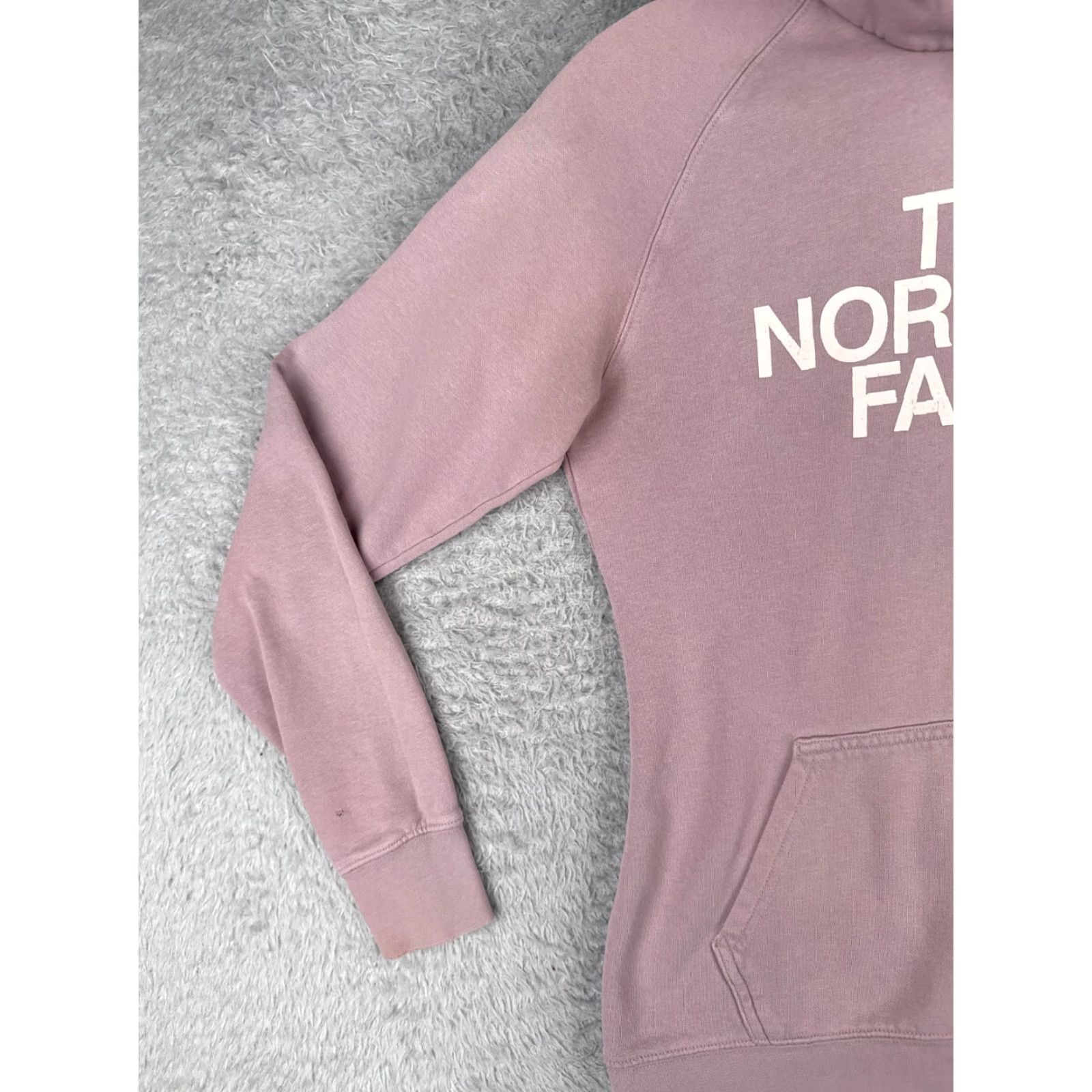 The North Face The North Face Hoodie Womens Small Pink White Pullover Cotton Blend Sweatshirt Crew Neck Regular Fit Logo Pockets Size S / US 4 / IT 40 - 3 Thumbnail