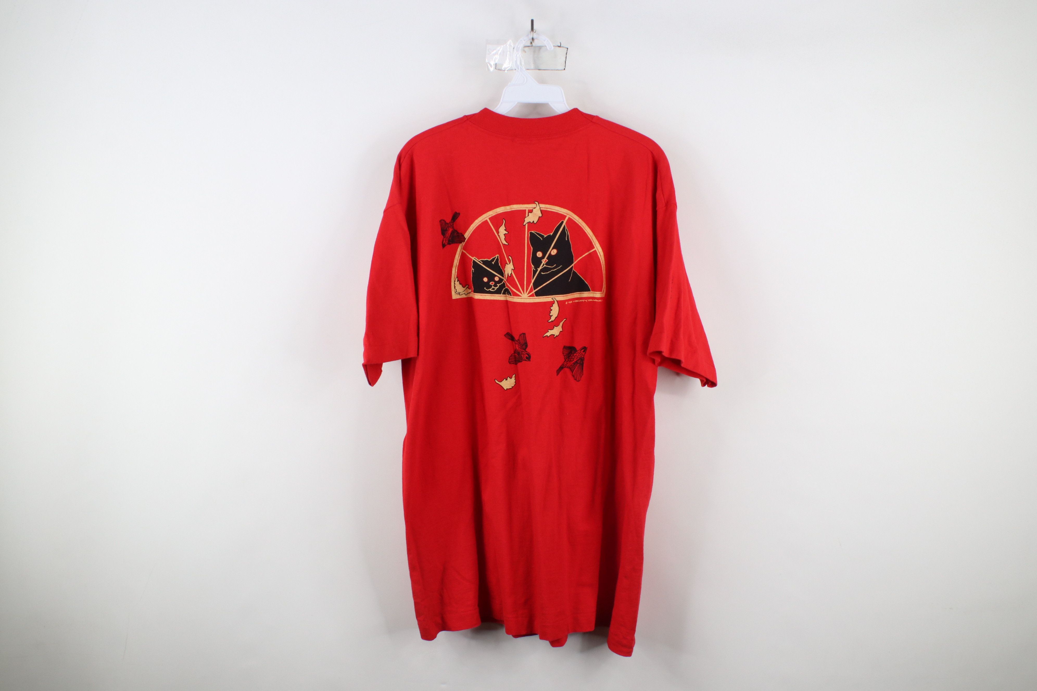 Vintage Vintage 90s Streetwear Black Cat Kitten Window T-Shirt USA Size XL / US 12-14 / IT 48-50 - 12 Thumbnail