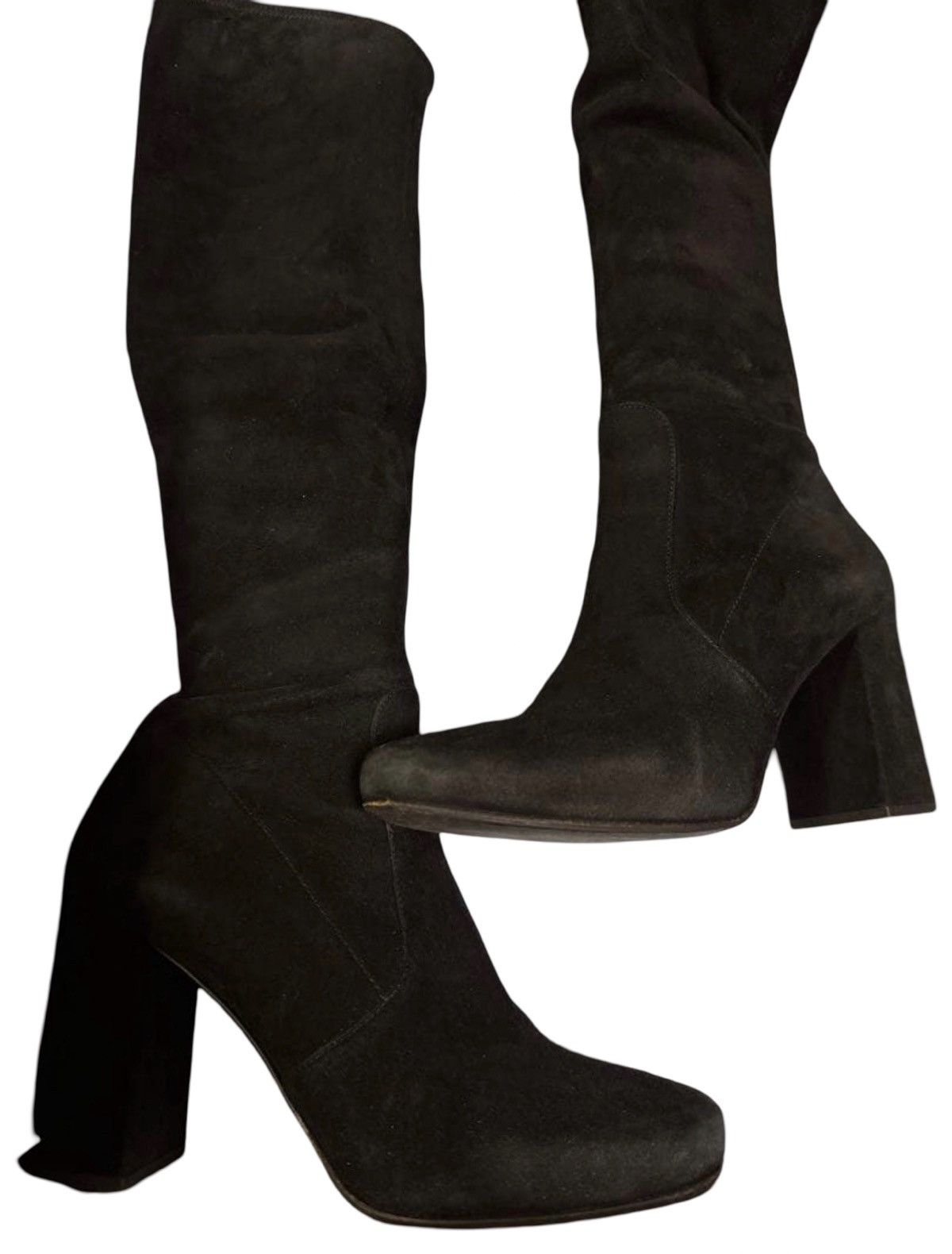 Prada PRADA Archival Calf Suede Block Heel Long Boots Size US 7 / IT 37 - 3 Thumbnail