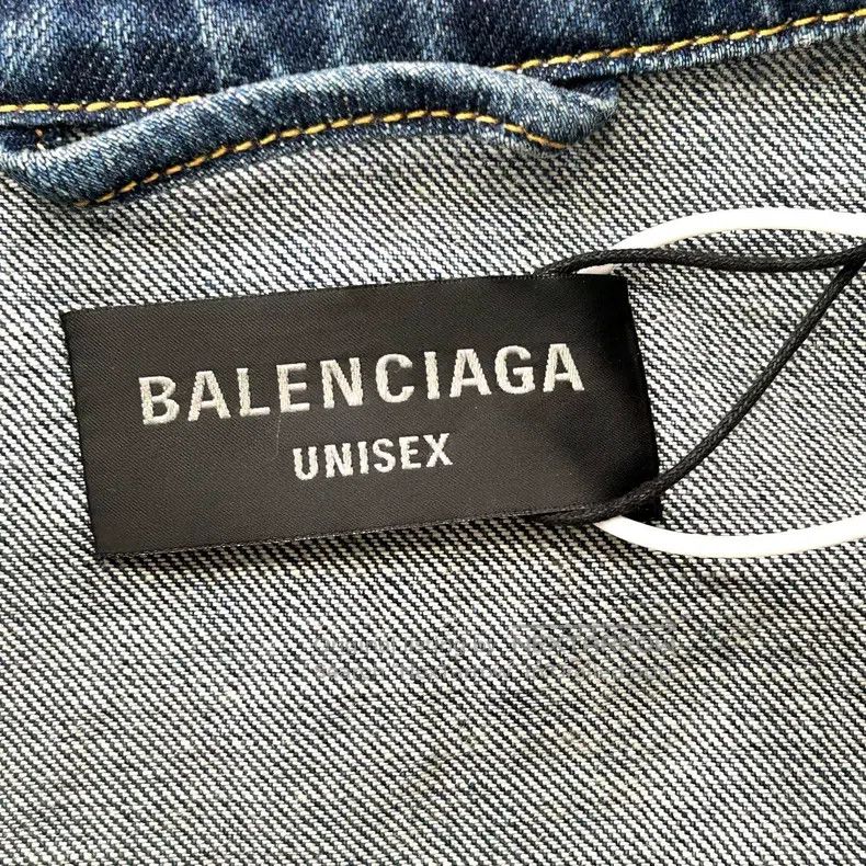 Balenciaga Denim Zipper Destroyed Loose Jacket