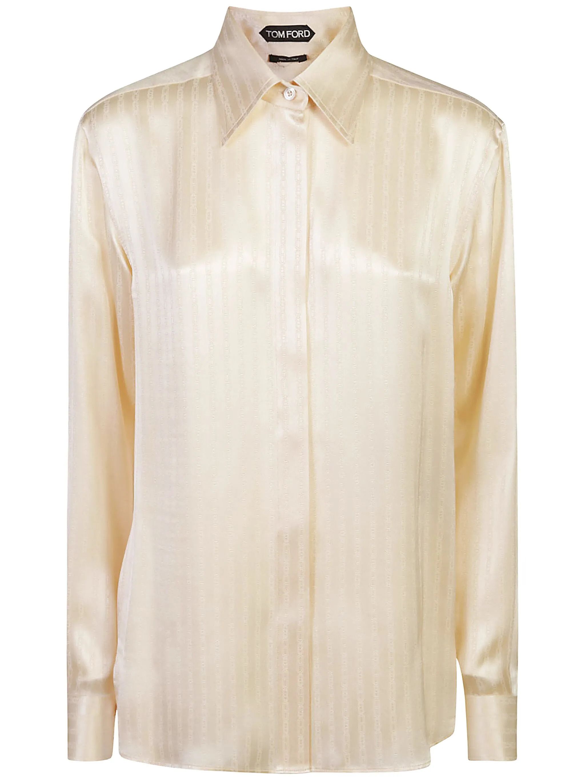 Tom Ford o1w1db10525 CA3276 Striped Shirt in Ivory Size XXS / US 00 / IT 34 - 1 Thumbnail