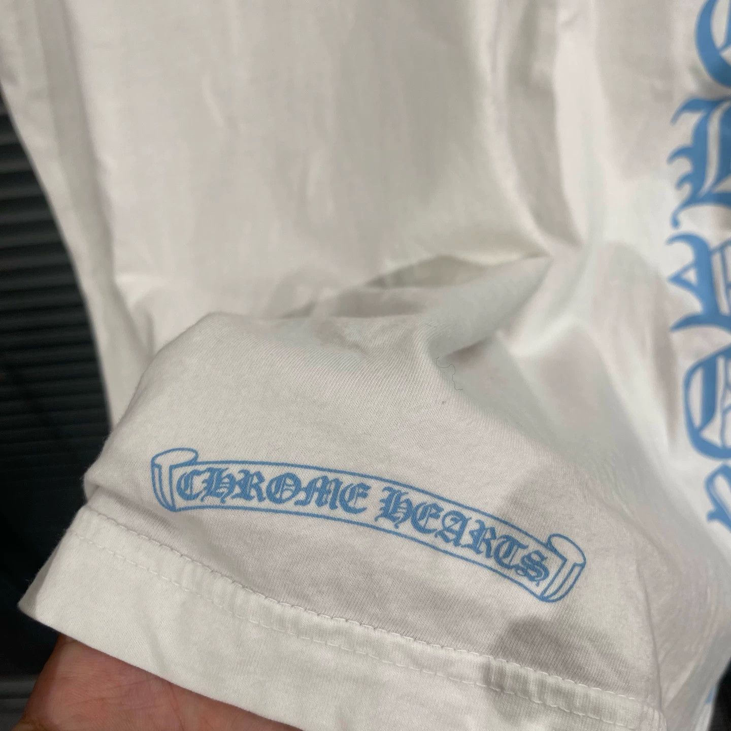 Chrome Hearts Chrome Hearts White Blue Side Sanskrit Short Tee M (Hot) Size US M / EU 48-50 / 2 - 7 Thumbnail