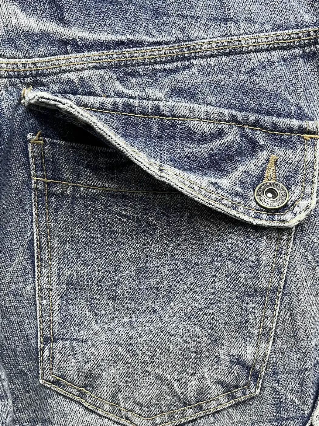 Seditionaries Distressed Studded Tribal Tattoo Slanted Pocket Denim Cargo Size US 31 - 15 Thumbnail
