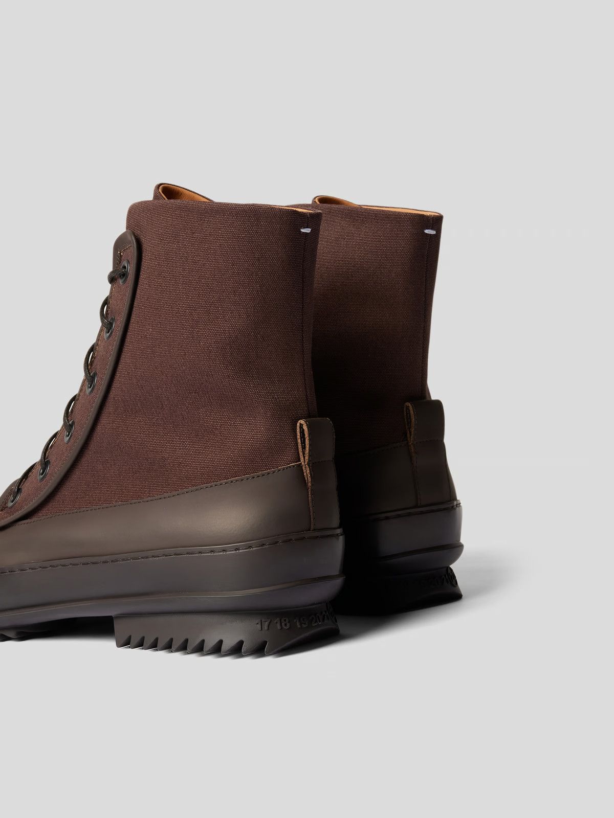 Maison Margiela o1y1124 Leather Lace-Up Boots In Dark Brown & Black Size US 11 / EU 44 - 2 Thumbnail