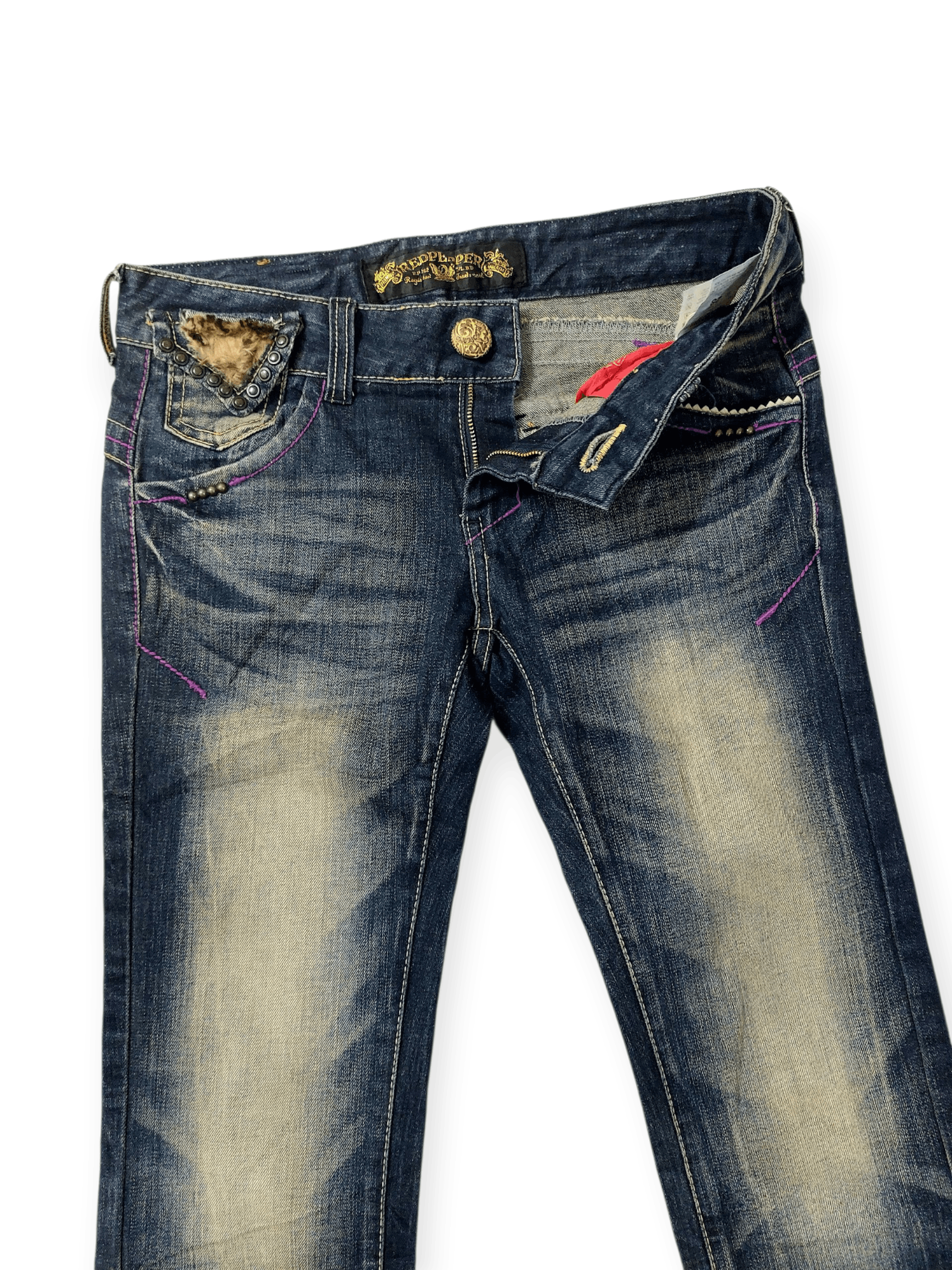 Japanese Brand 🔥Red Pepper Jeans Flare Studded Fax Fur JAPAN Market Size 30" / US 8 / IT 44 - 1 Thumbnail
